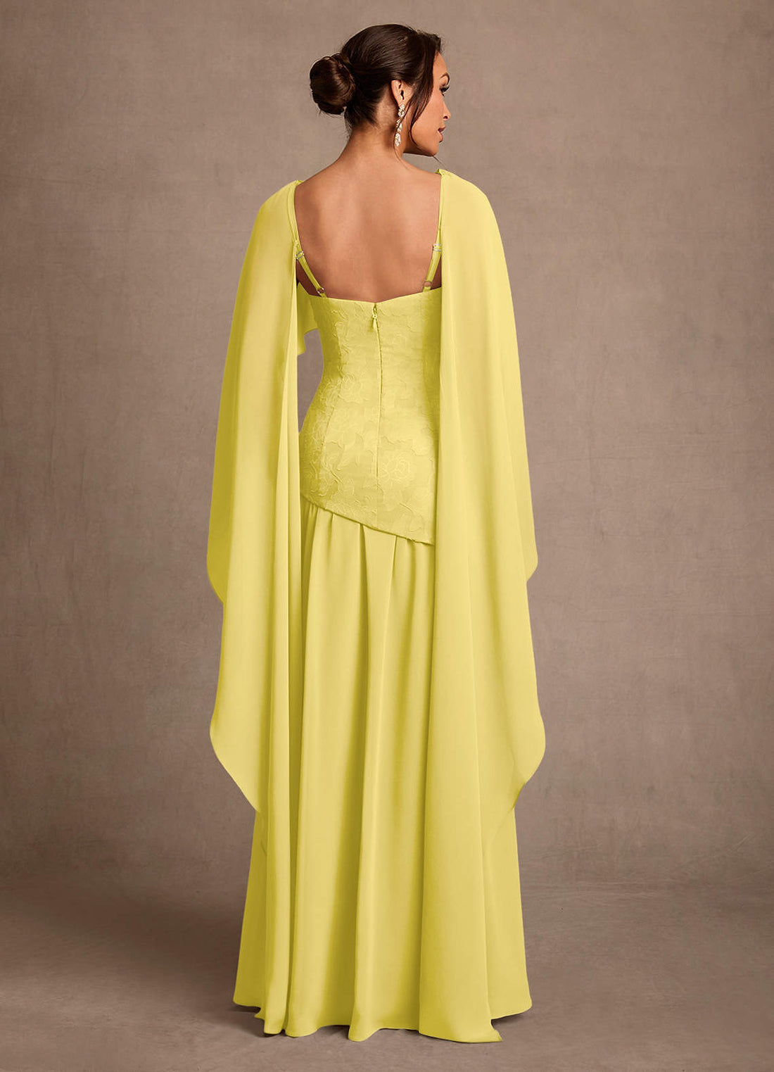 Flossie A-Line Boat-Neck Chiffon and Floral Burnout Mother of the Bride Dress in champagne