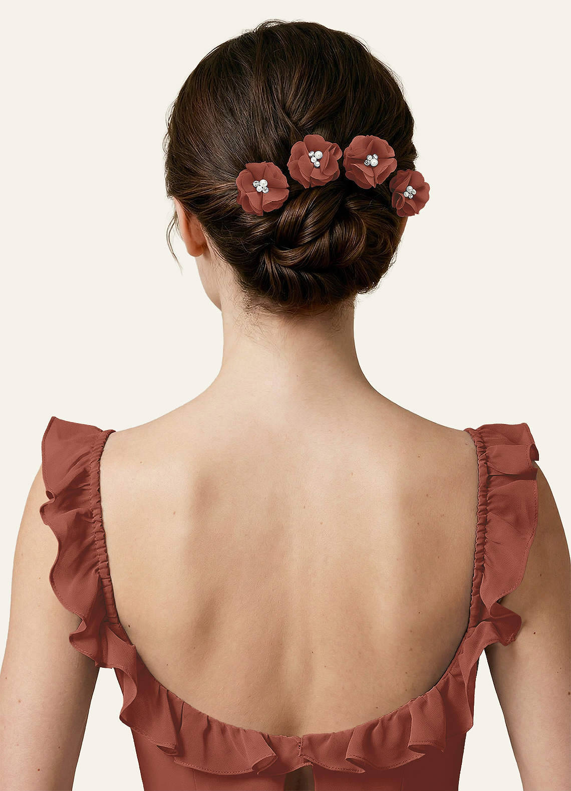Four-Piece Matching Color Chiffon Hair Clip Set — Auburn — 图 118/250