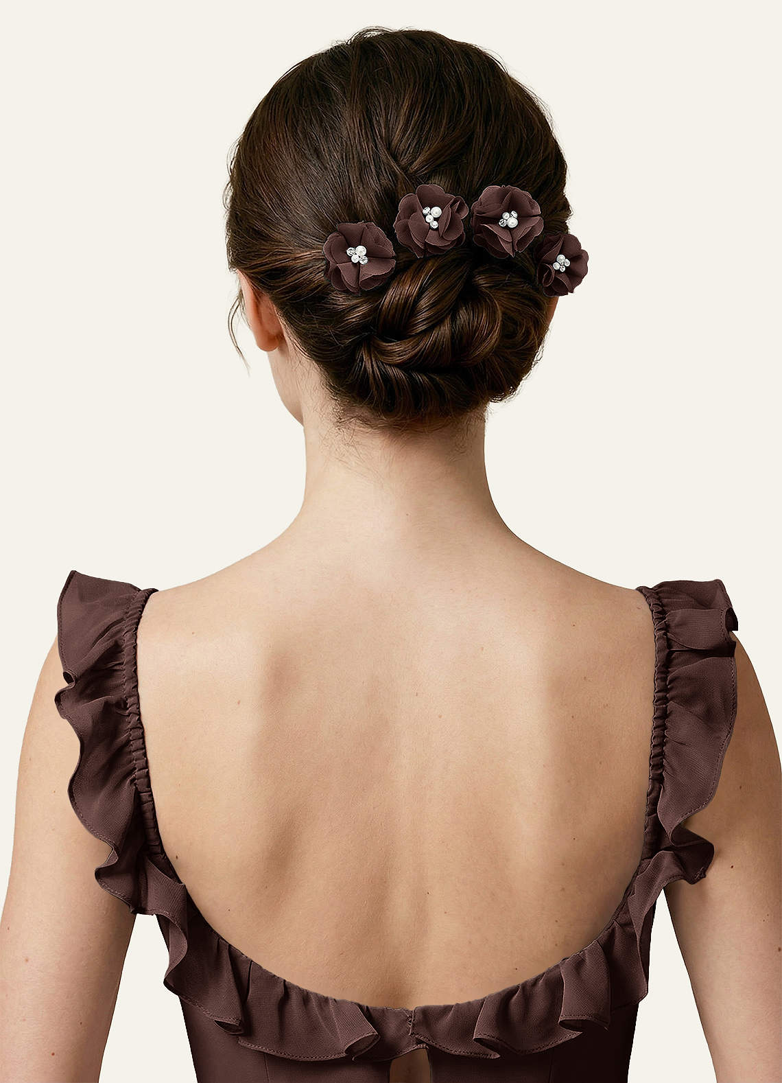 Four-Piece Matching Color Chiffon Hair Clip Set — Ganache — 图 130/250
