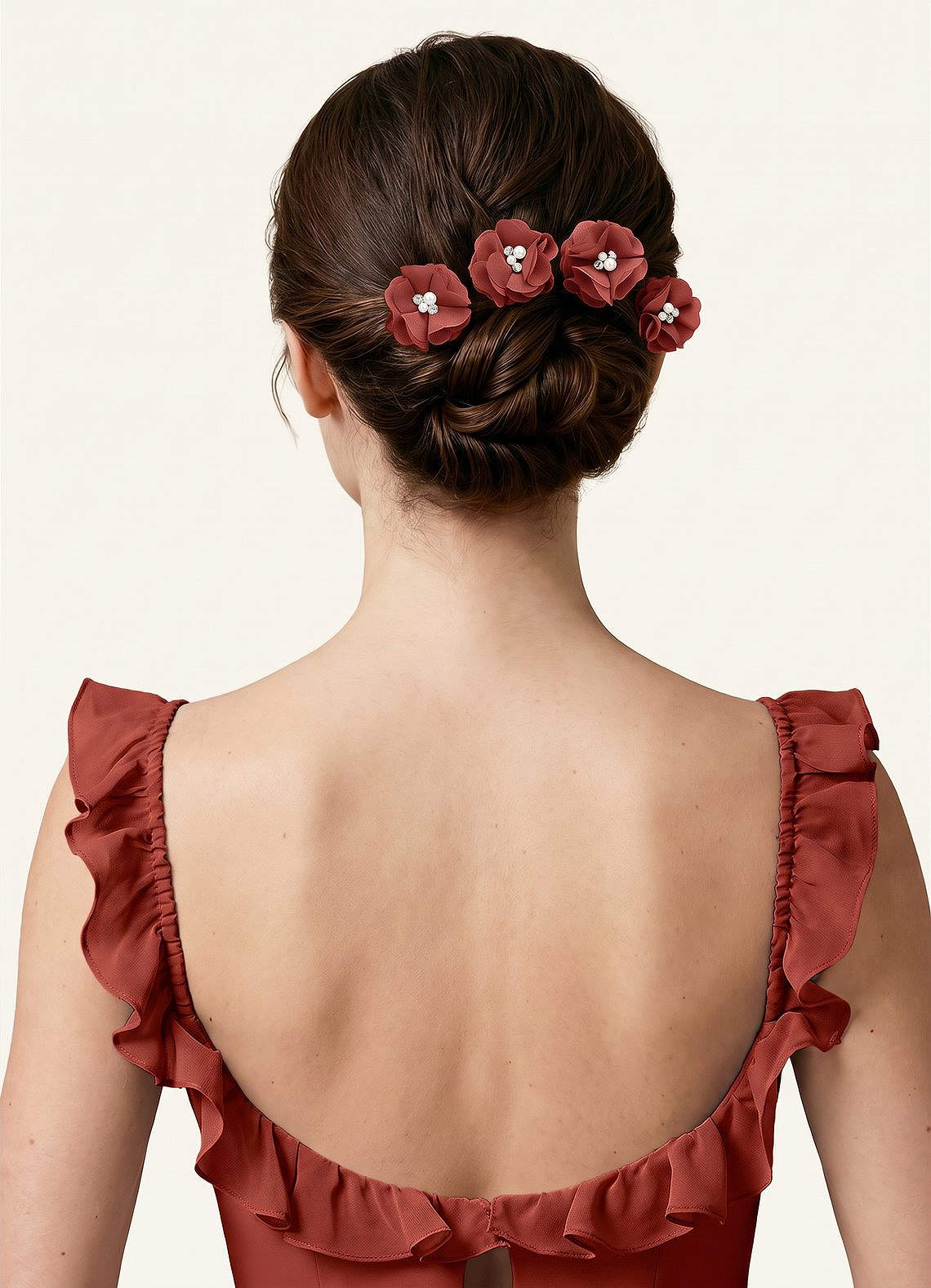 Four-Piece Matching Color Chiffon Hair Clip Set — Terracotta — 图 112/250