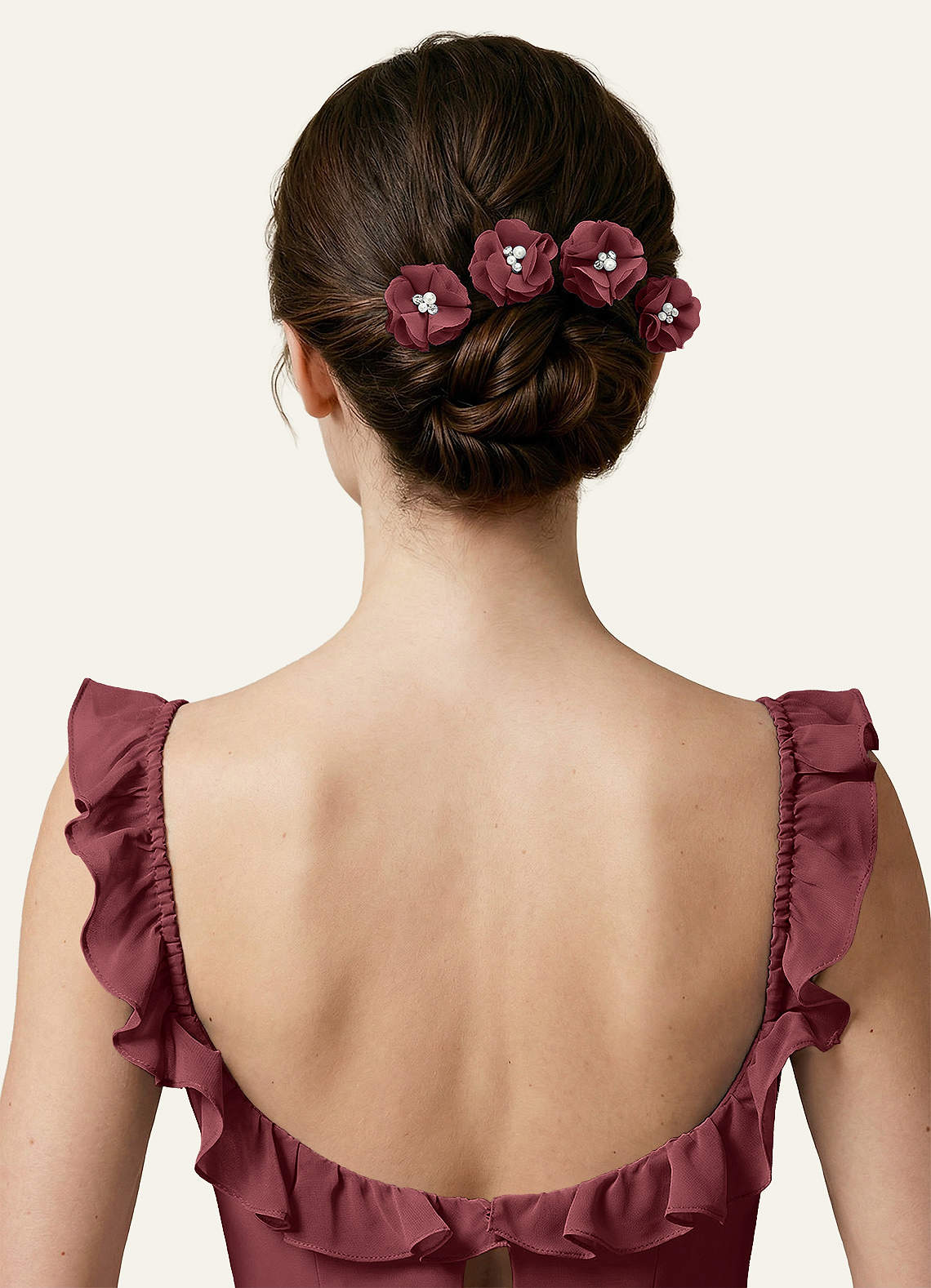 Four-Piece Matching Color Chiffon Hair Clip Set — Merlot — 图 113/250