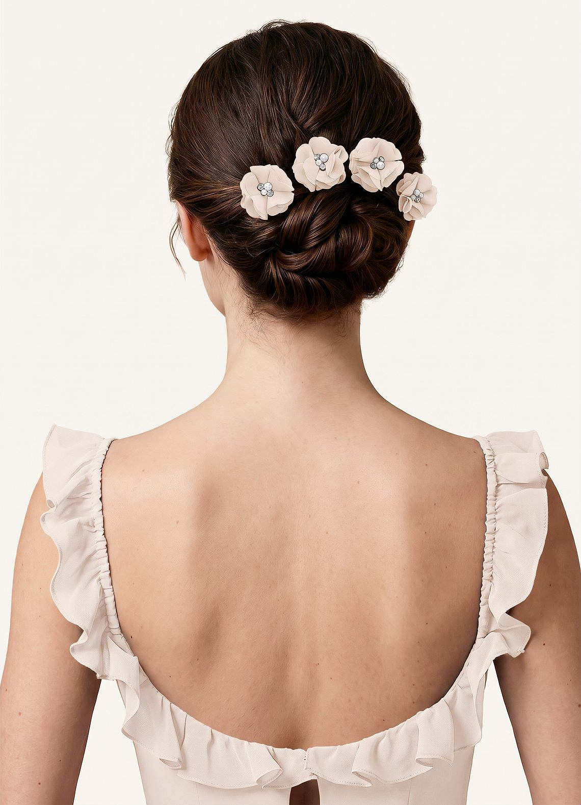 Four-Piece Matching Color Chiffon Hair Clip Set — White Alabaster — 图 125/250