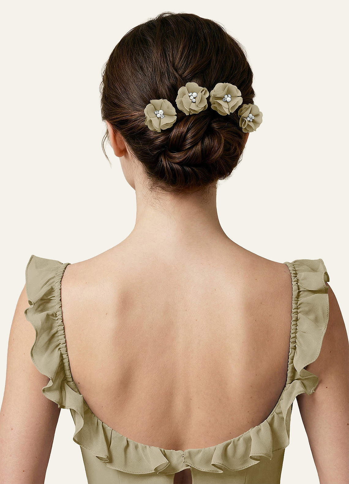 Four-Piece Matching Color Chiffon Hair Clip Set — Moss Green — 图 68/250