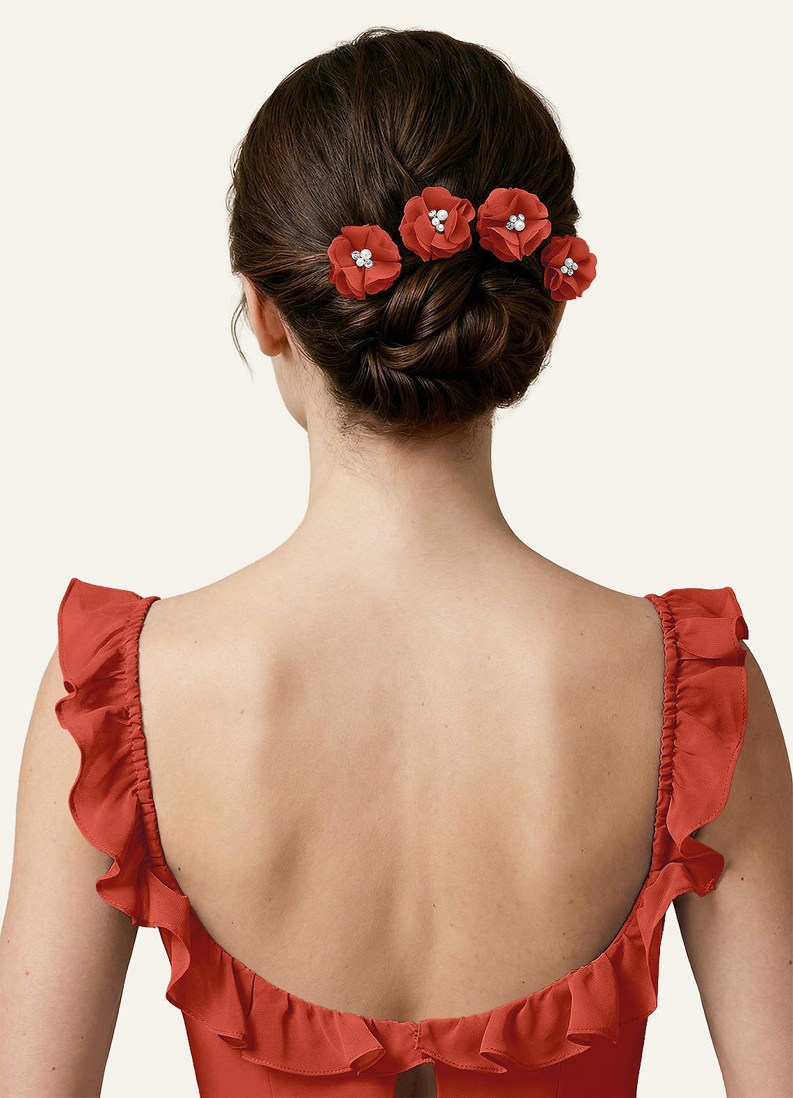 Four-Piece Matching Color Chiffon Hair Clip Set — Rust — 图 111/250