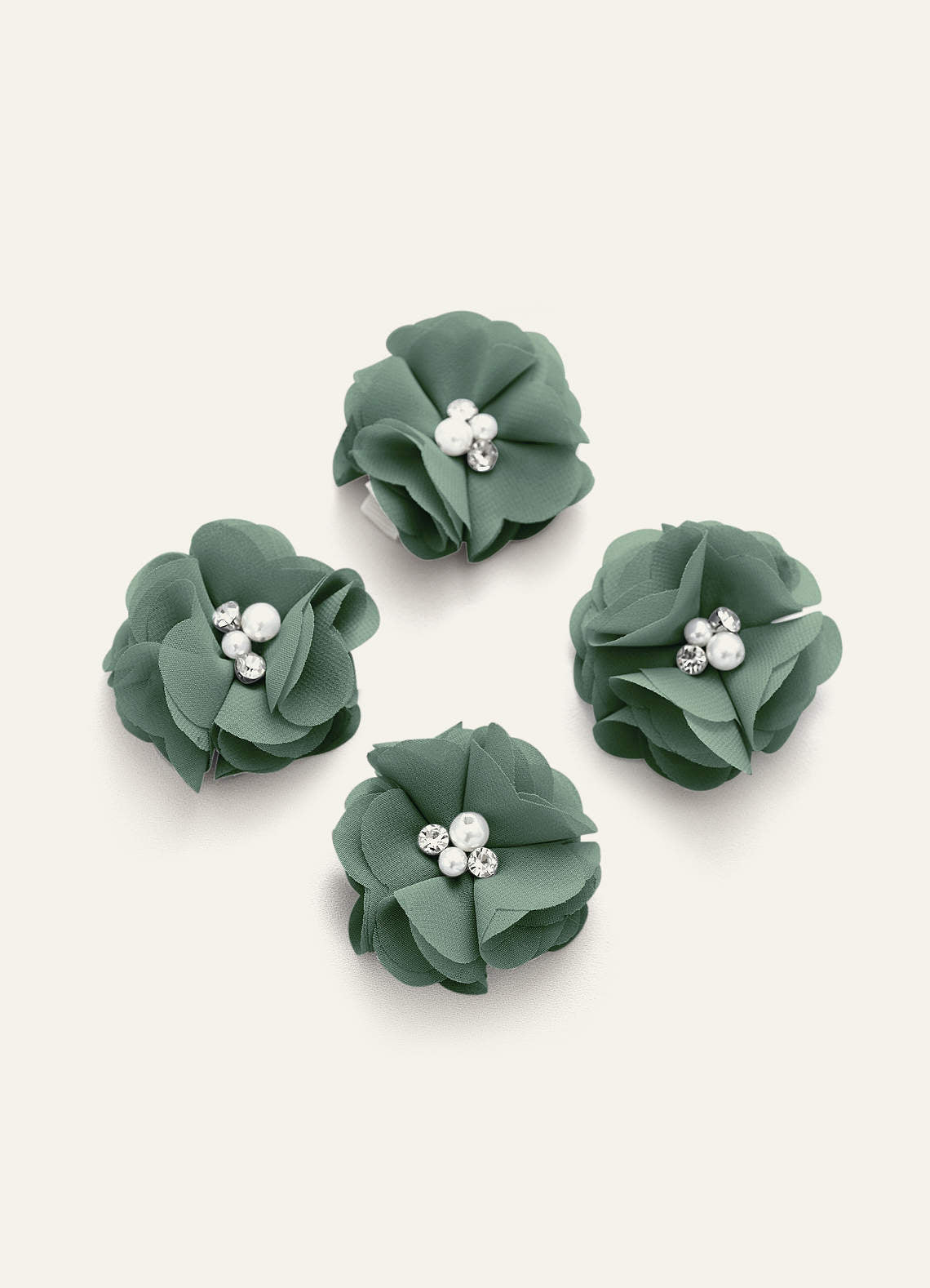 Four-Piece Matching Color Chiffon Hair Clip Set — eucalyptus — 图 5/250