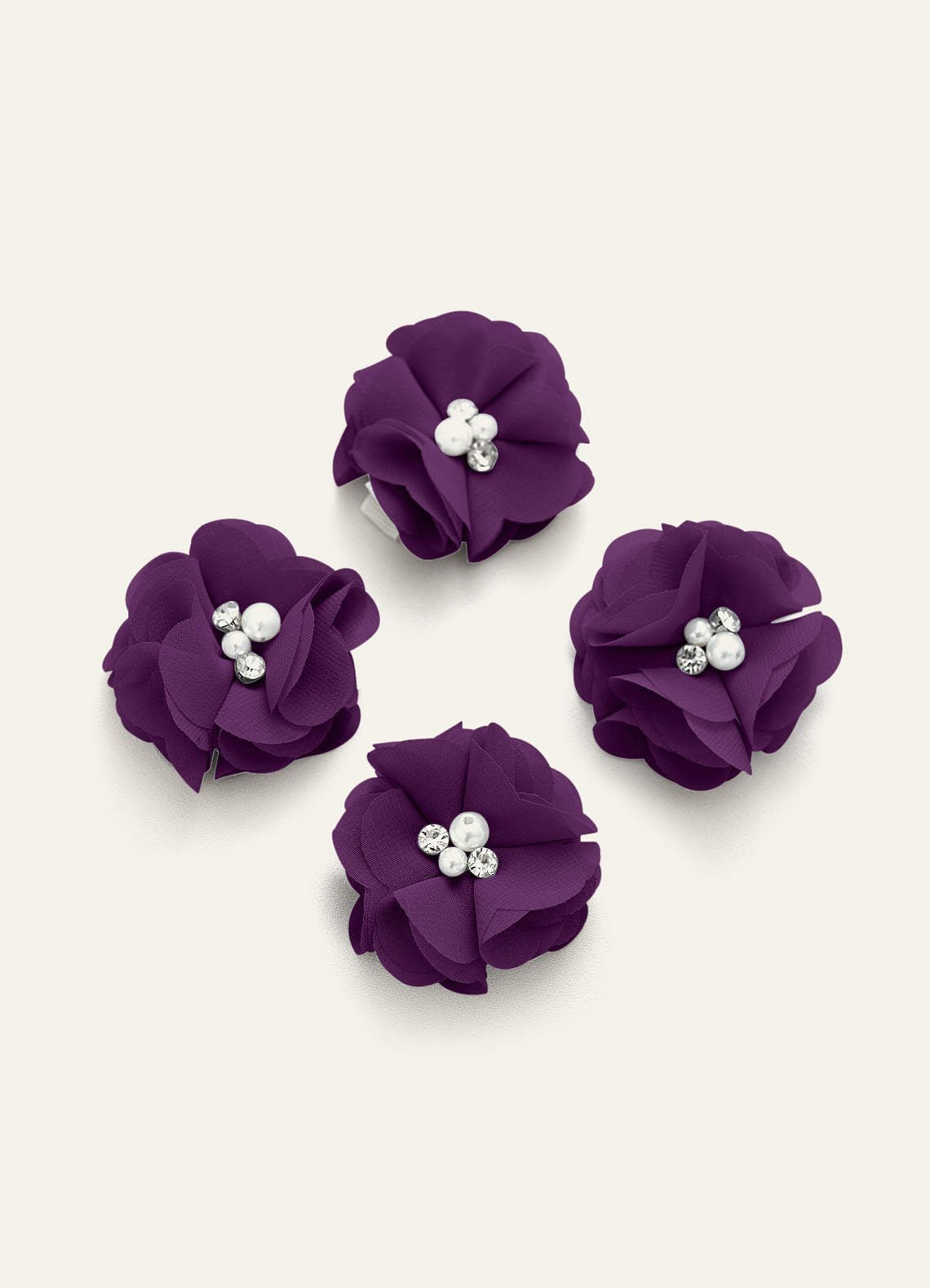 Four-Piece Matching Color Chiffon Hair Clip Set — Grape — 图 41/250