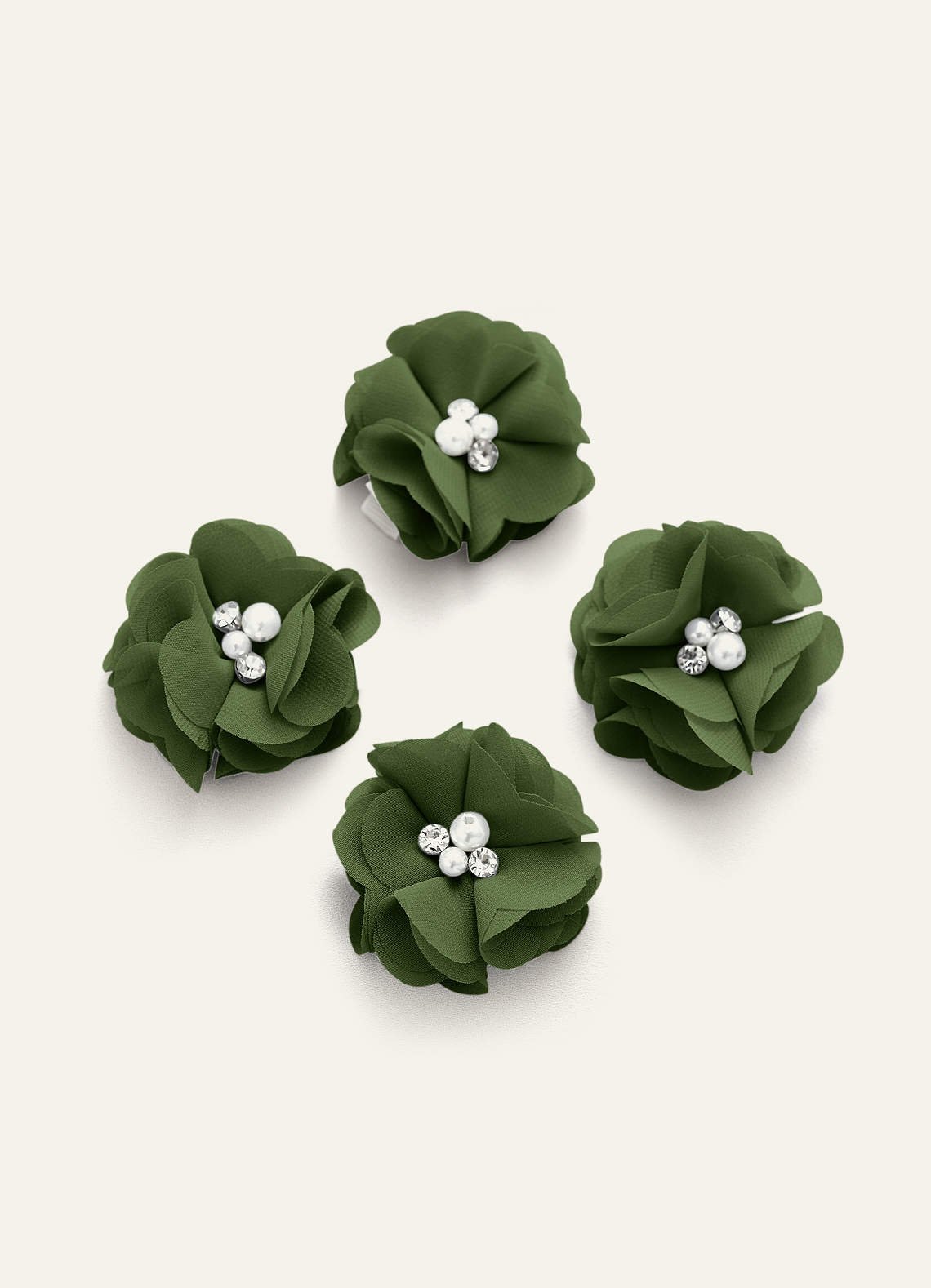 Four-Piece Matching Color Chiffon Hair Clip Set — Olive — 图 7/250