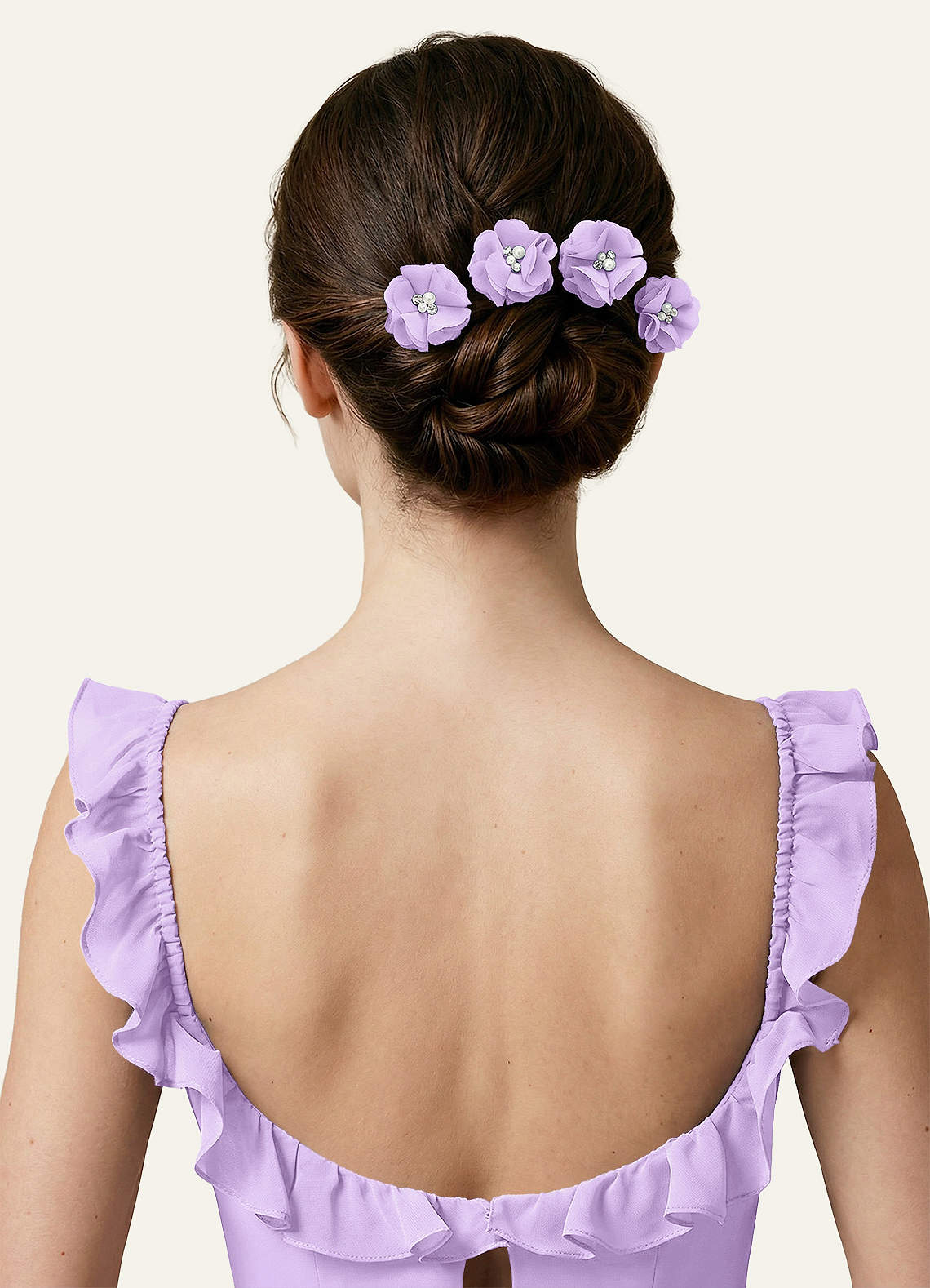 Four-Piece Matching Color Chiffon Hair Clip Set — Lilac — 图 100/250
