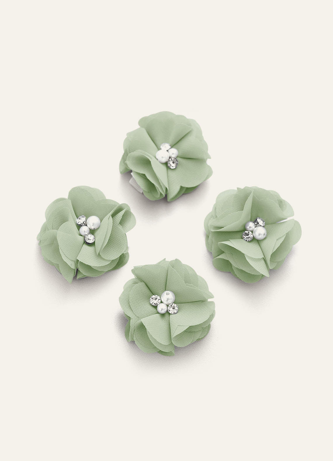 Four-Piece Matching Color Chiffon Hair Clip Set — Dusty Sage — 图 1/250
