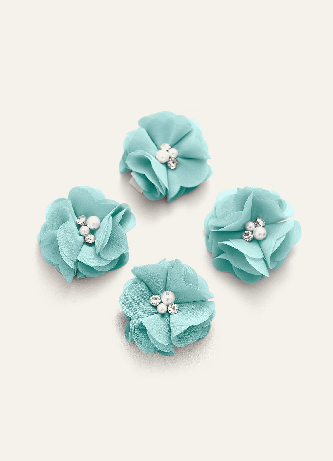 Four-Piece Matching Color Chiffon Hair Clip Set — Aqua — 图 12/250