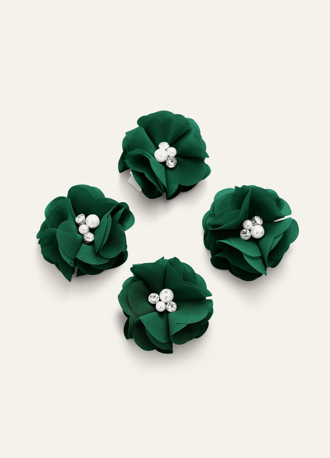 Four-Piece Matching Color Chiffon Hair Clip Set — Emerald — 图 11/250
