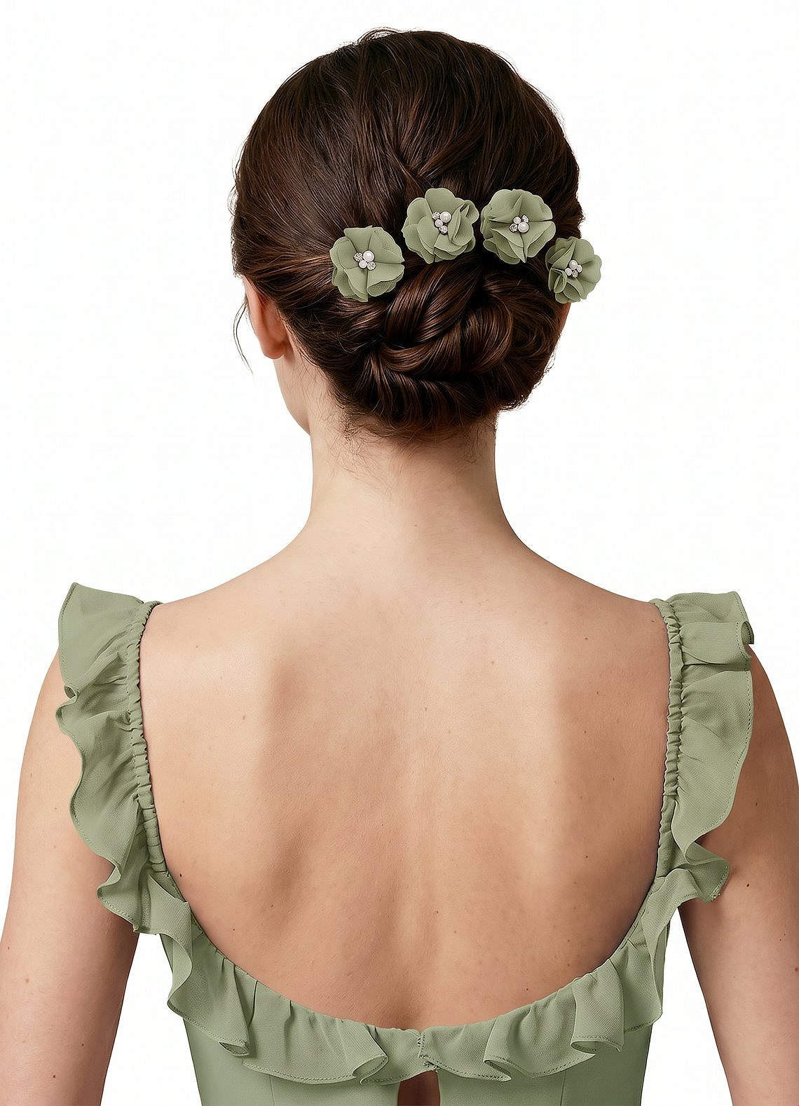 Four-Piece Matching Color Chiffon Hair Clip Set — Pistachio — 图 72/250
