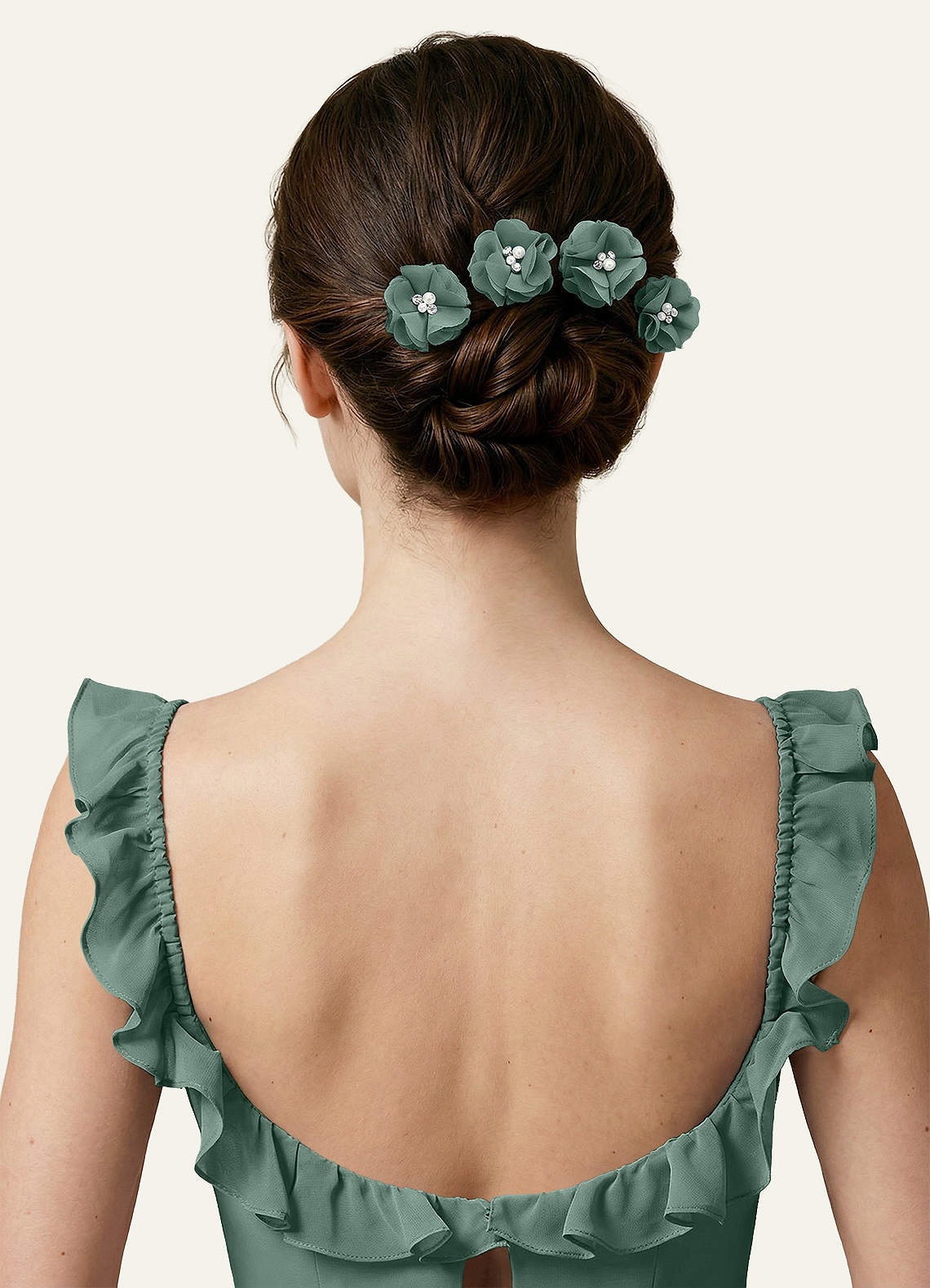 Four-Piece Matching Color Chiffon Hair Clip Set — eucalyptus — 图 71/250