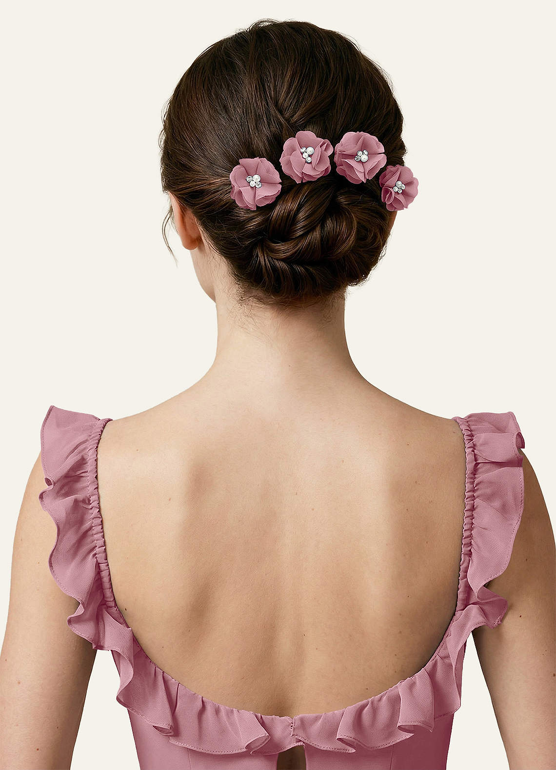 Four-Piece Matching Color Chiffon Hair Clip Set — Vintage Mauve — 图 103/250