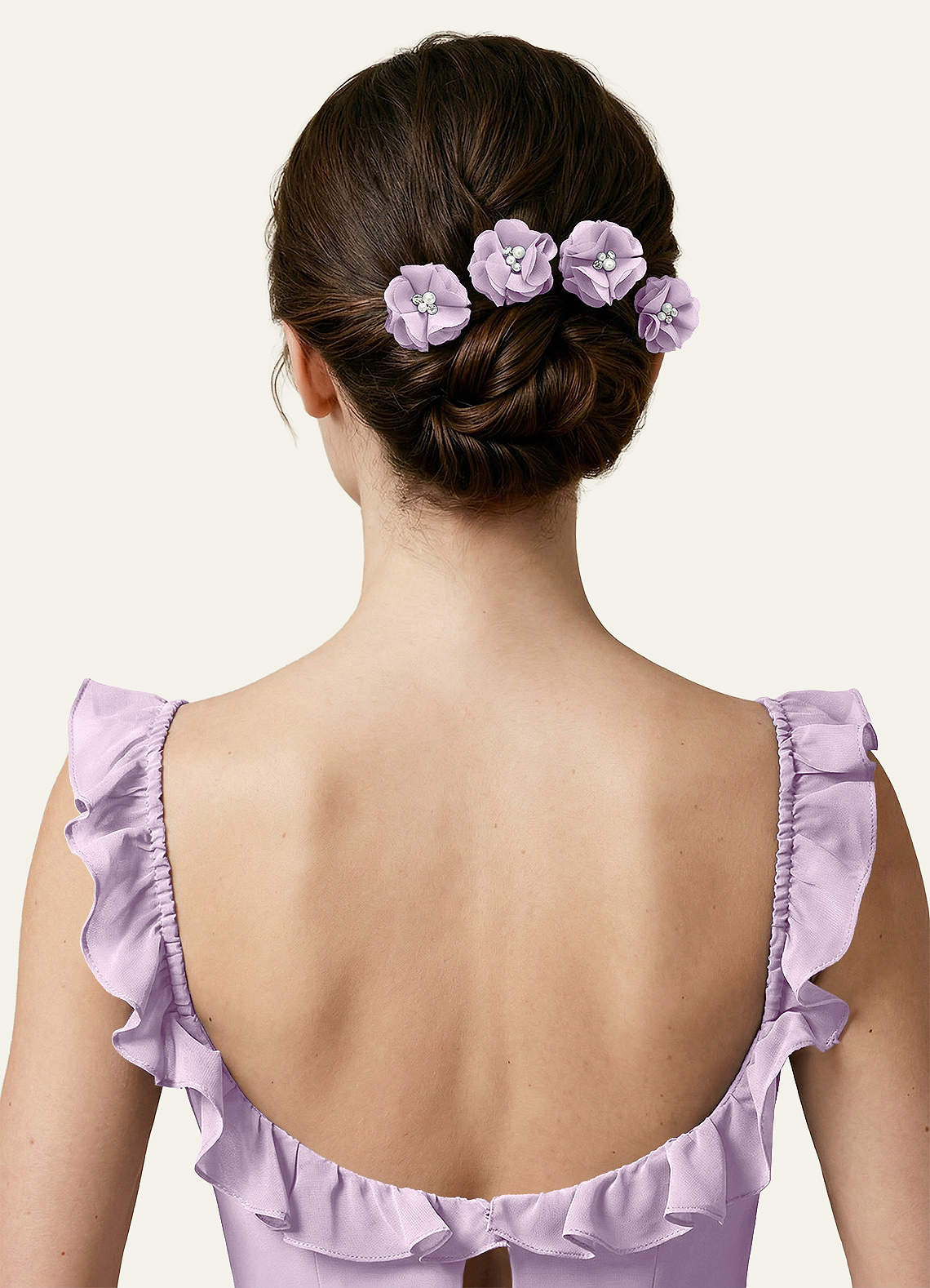Four-Piece Matching Color Chiffon Hair Clip Set — Frosted Lilac — 图 99/250