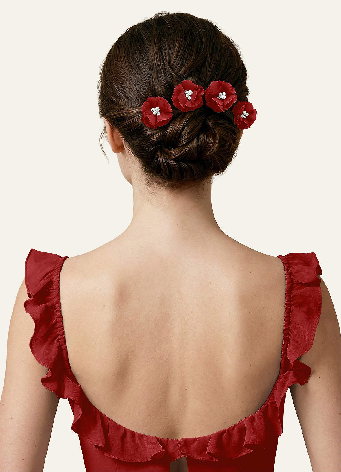 Four-Piece Matching Color Chiffon Hair Clip Set — Pomegranate — 图 132/250