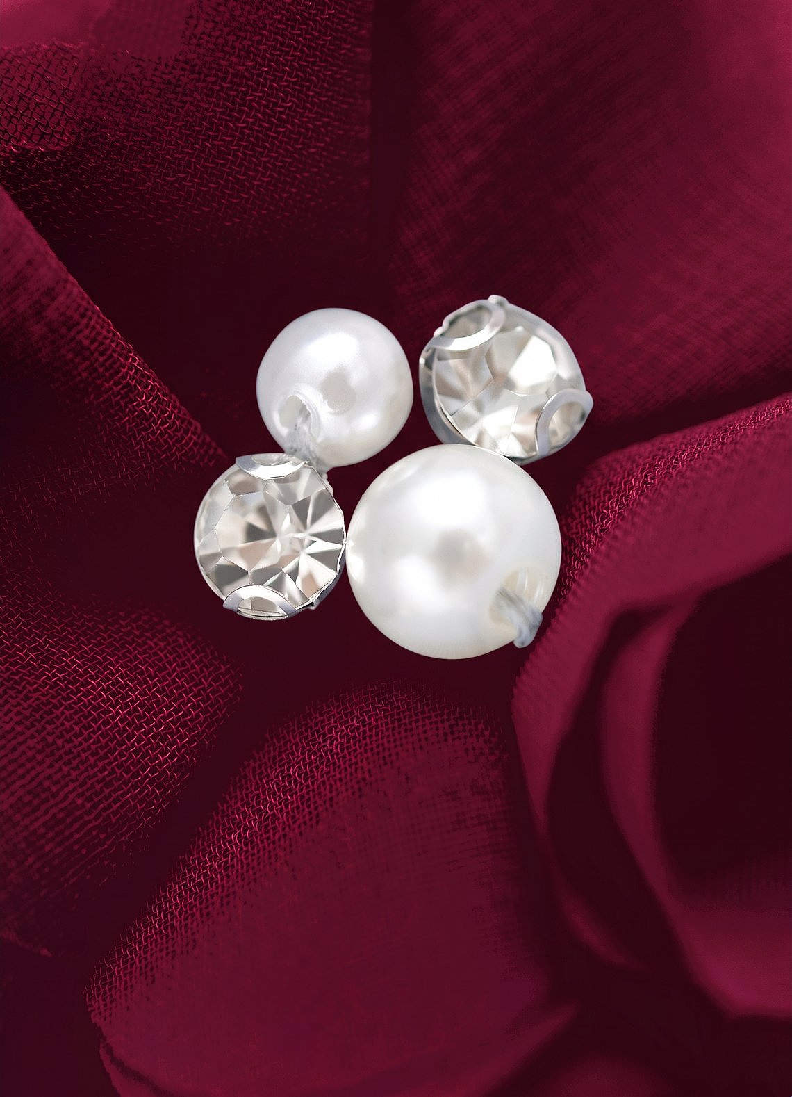 Four-Piece Matching Color Chiffon Hair Clip Set — Burgundy — 图 239/250