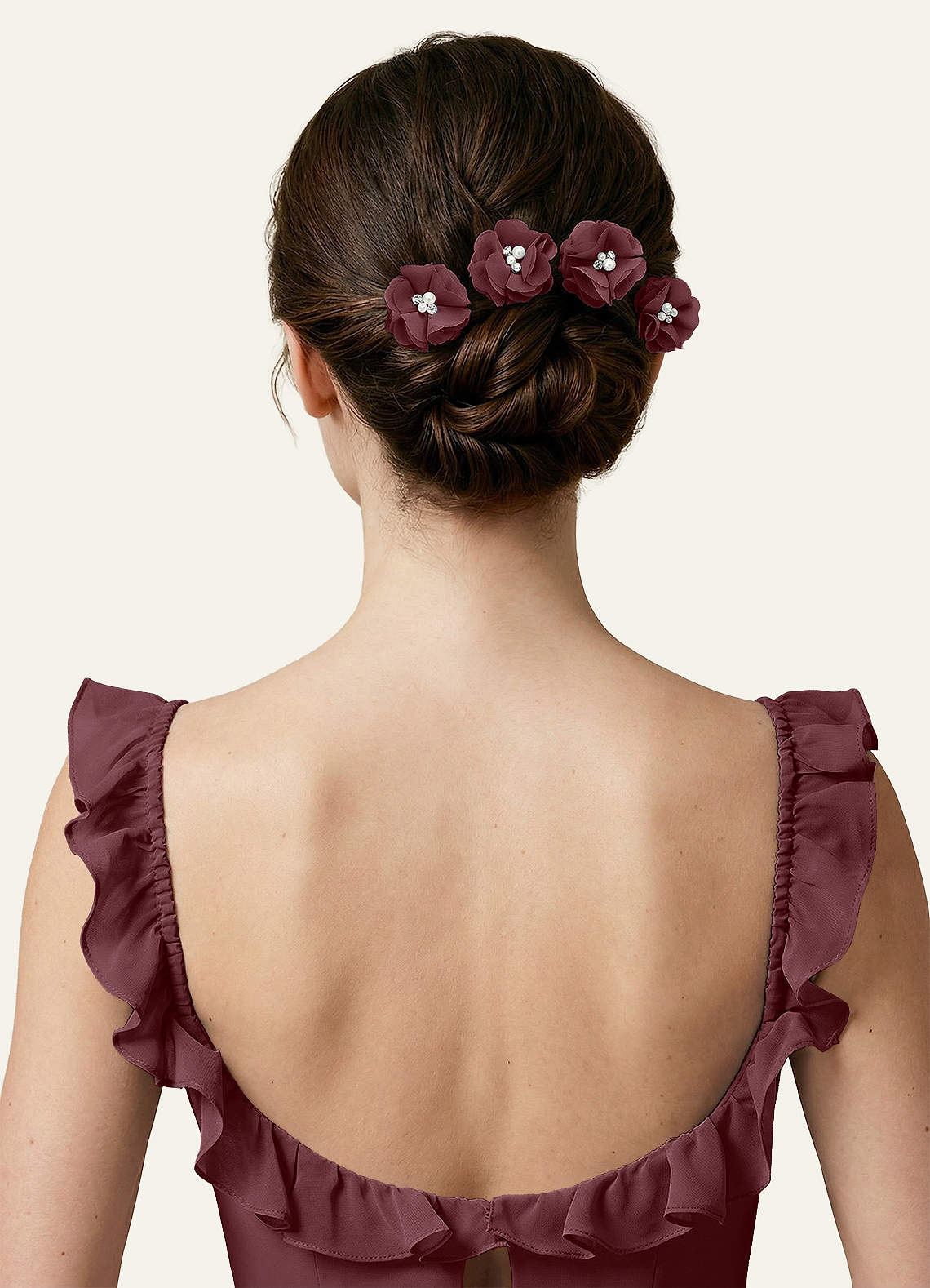 Four-Piece Matching Color Chiffon Hair Clip Set — Sangria — 图 106/250
