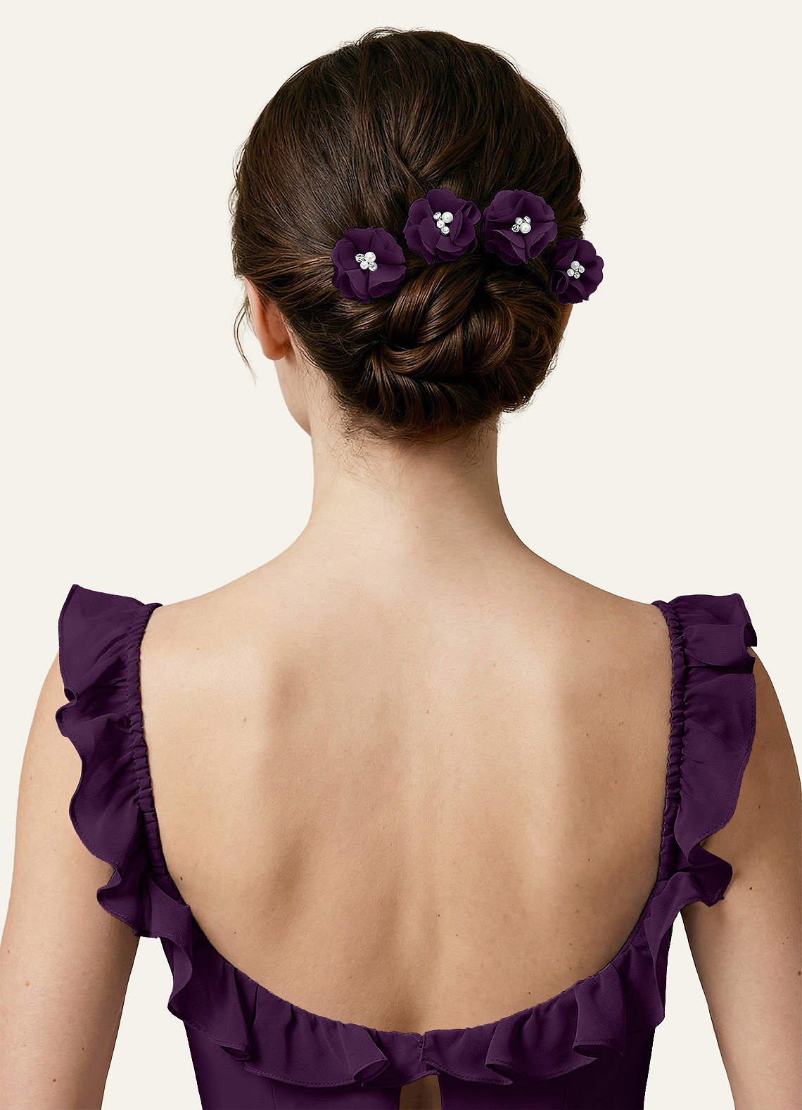 Four-Piece Matching Color Chiffon Hair Clip Set — Grape — 图 107/250