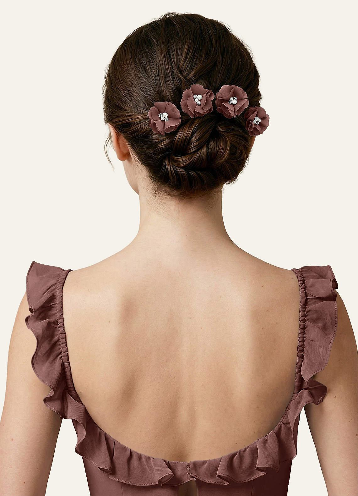 Four-Piece Matching Color Chiffon Hair Clip Set — espresso — 图 128/250