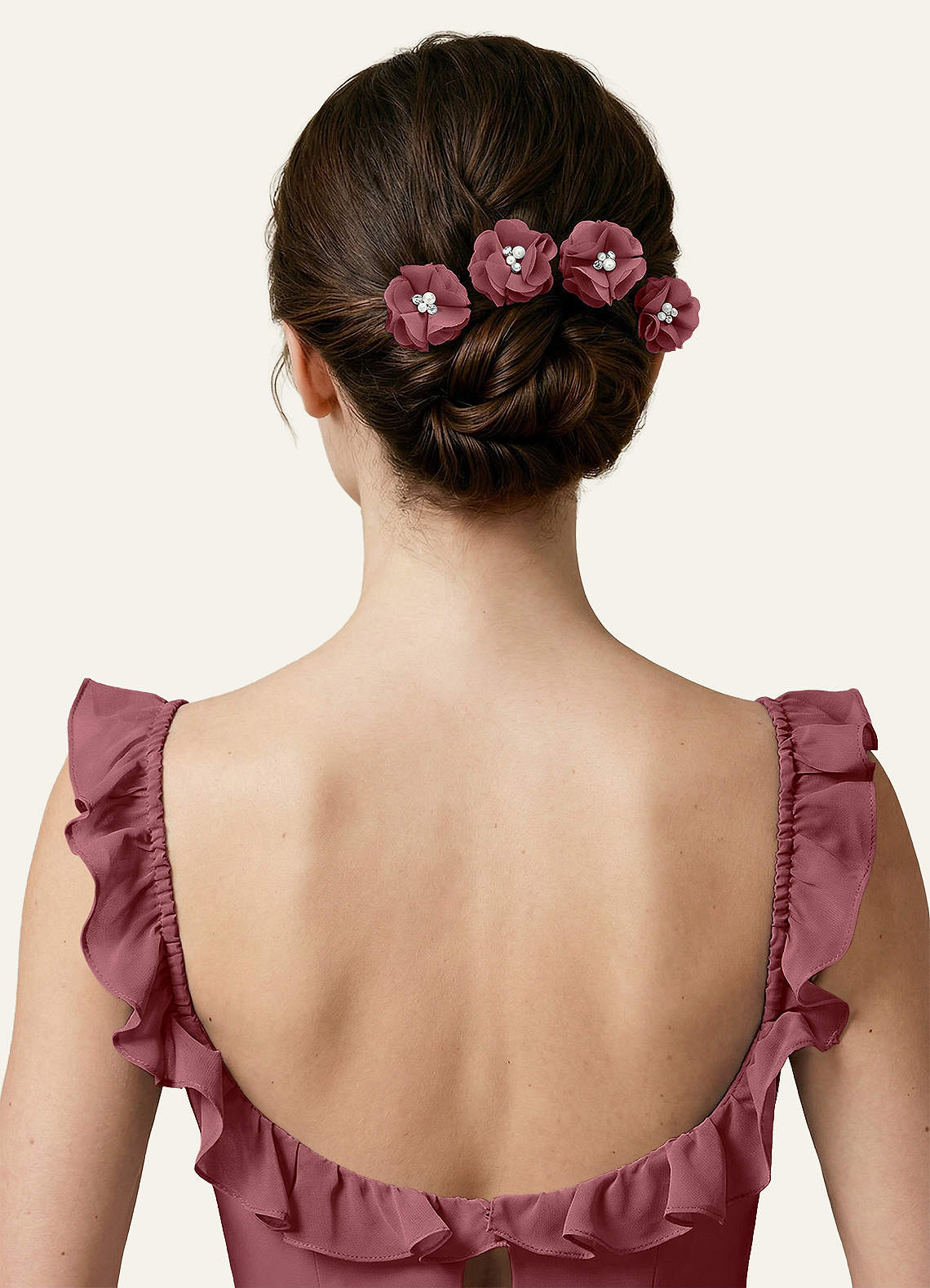 Four-Piece Matching Color Chiffon Hair Clip Set — Desert Rose — 图 105/250