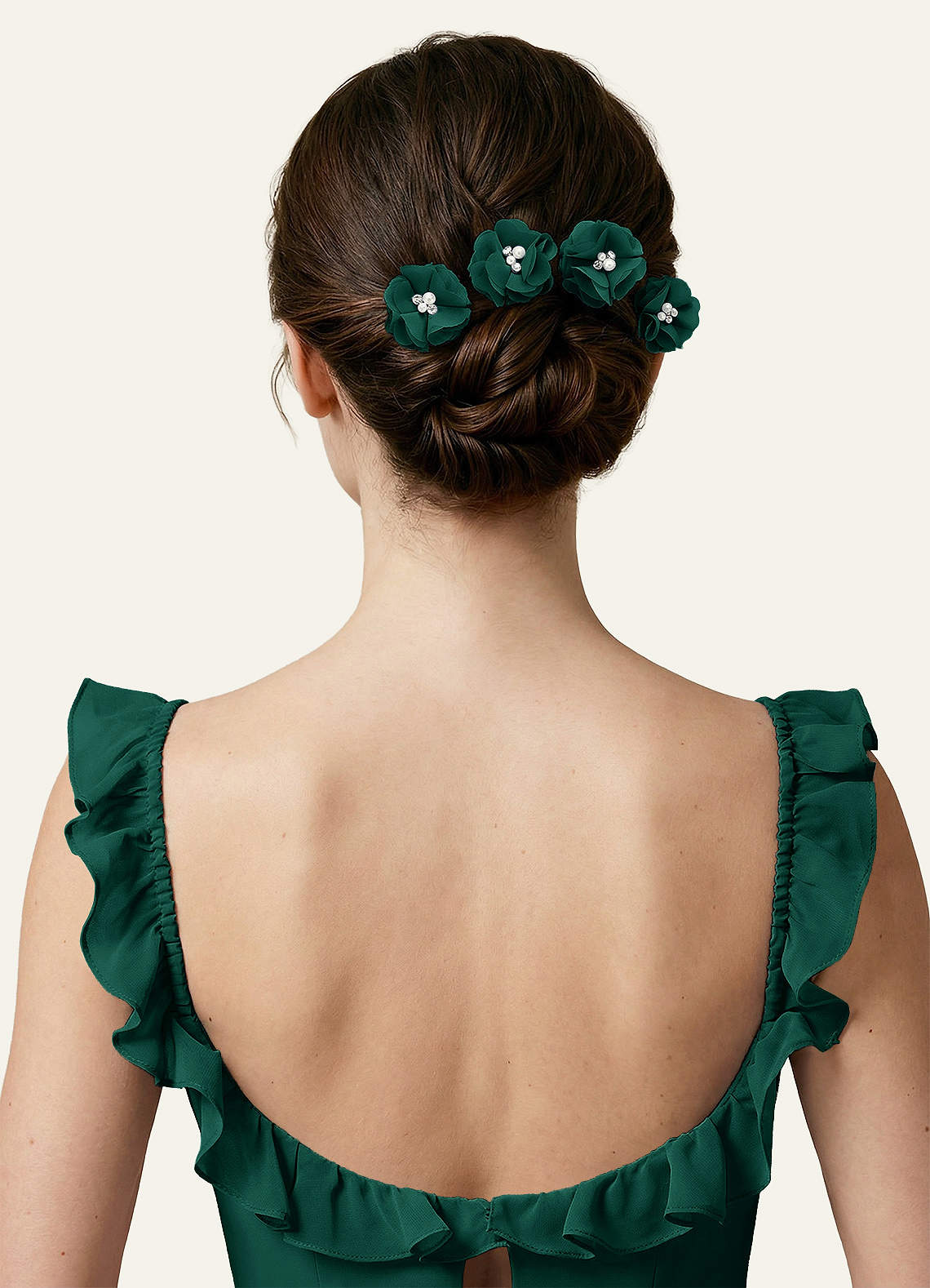 Four-Piece Matching Color Chiffon Hair Clip Set — Emerald — 图 77/250