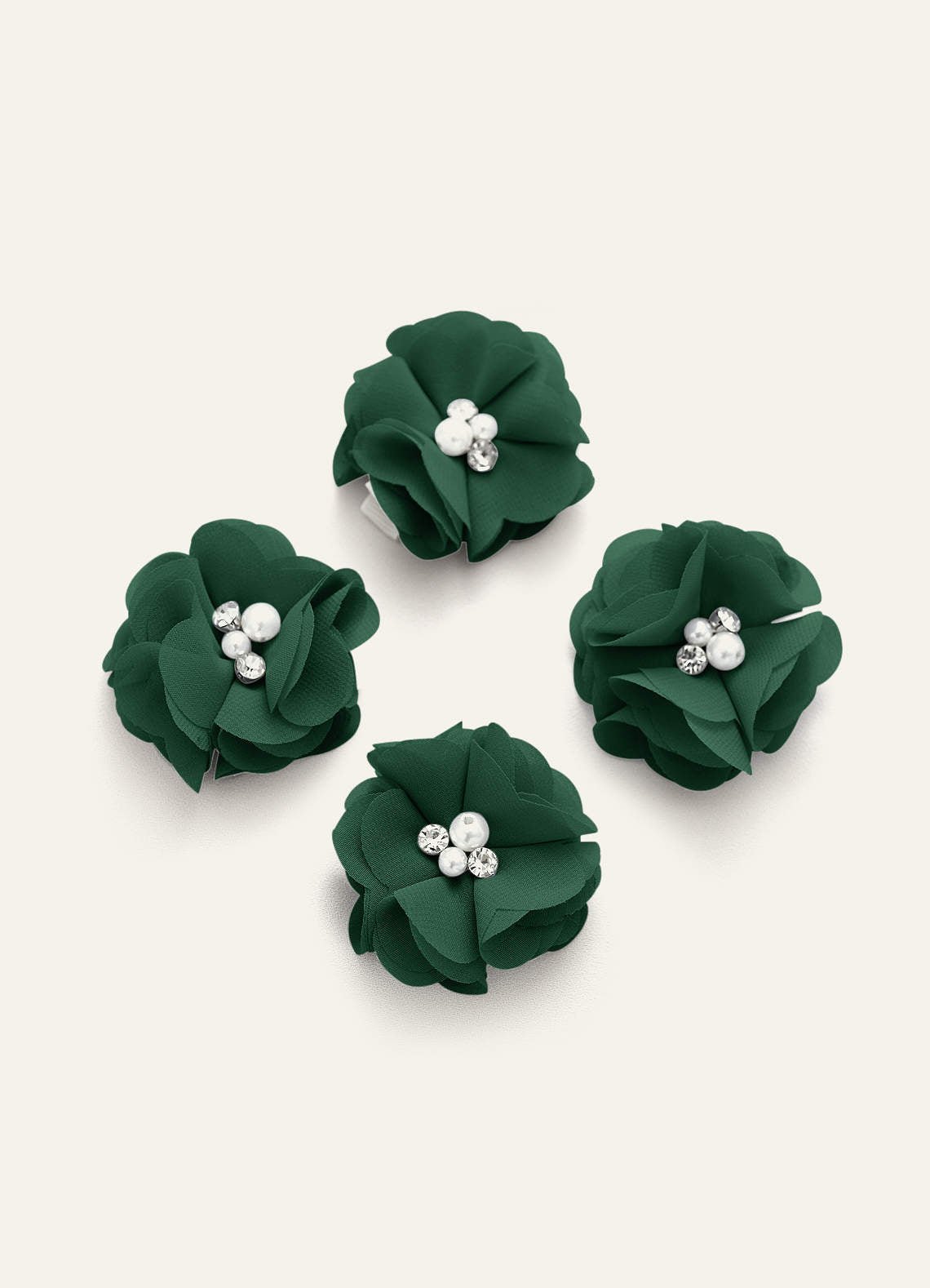 Four-Piece Matching Color Chiffon Hair Clip Set — Dark Green — 图 8/250