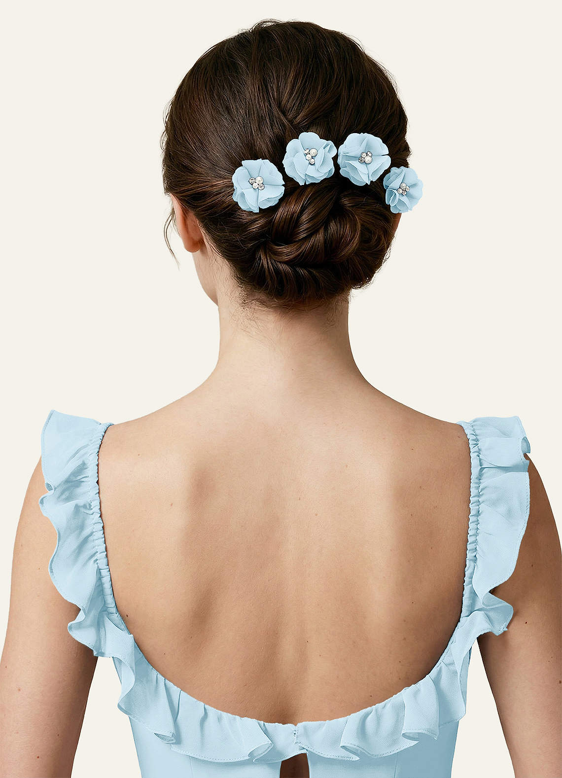 Four-Piece Matching Color Chiffon Hair Clip Set — Sky Blue — 图 79/250