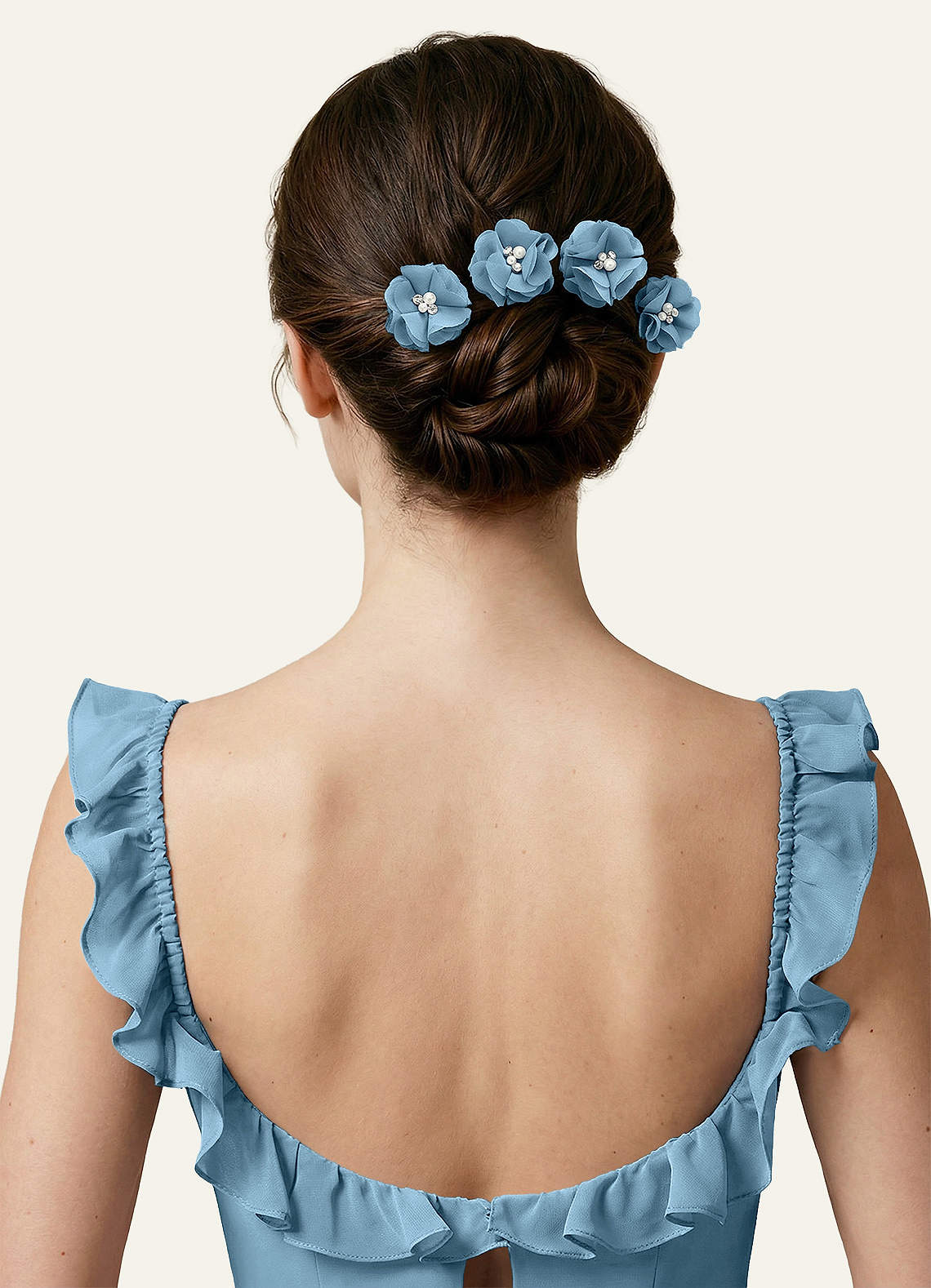 Four-Piece Matching Color Chiffon Hair Clip Set — Steel Blue — 图 83/250