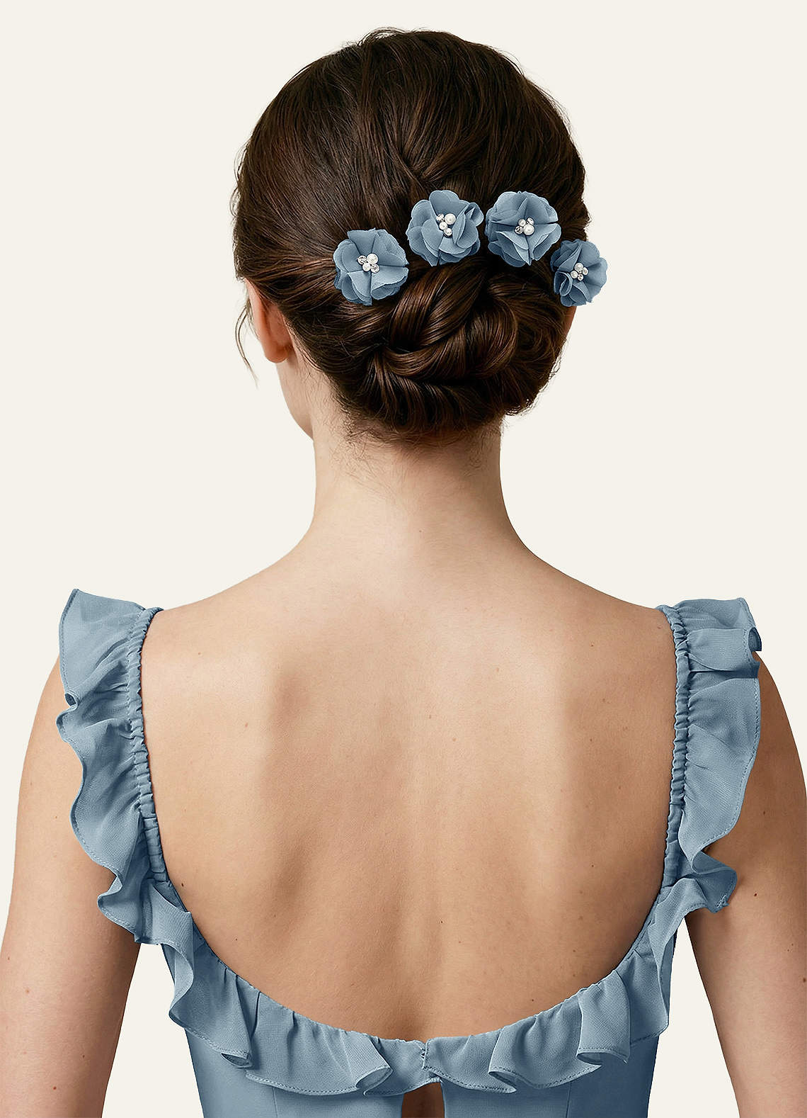 Four-Piece Matching Color Chiffon Hair Clip Set — dusty blue — 图 84/250
