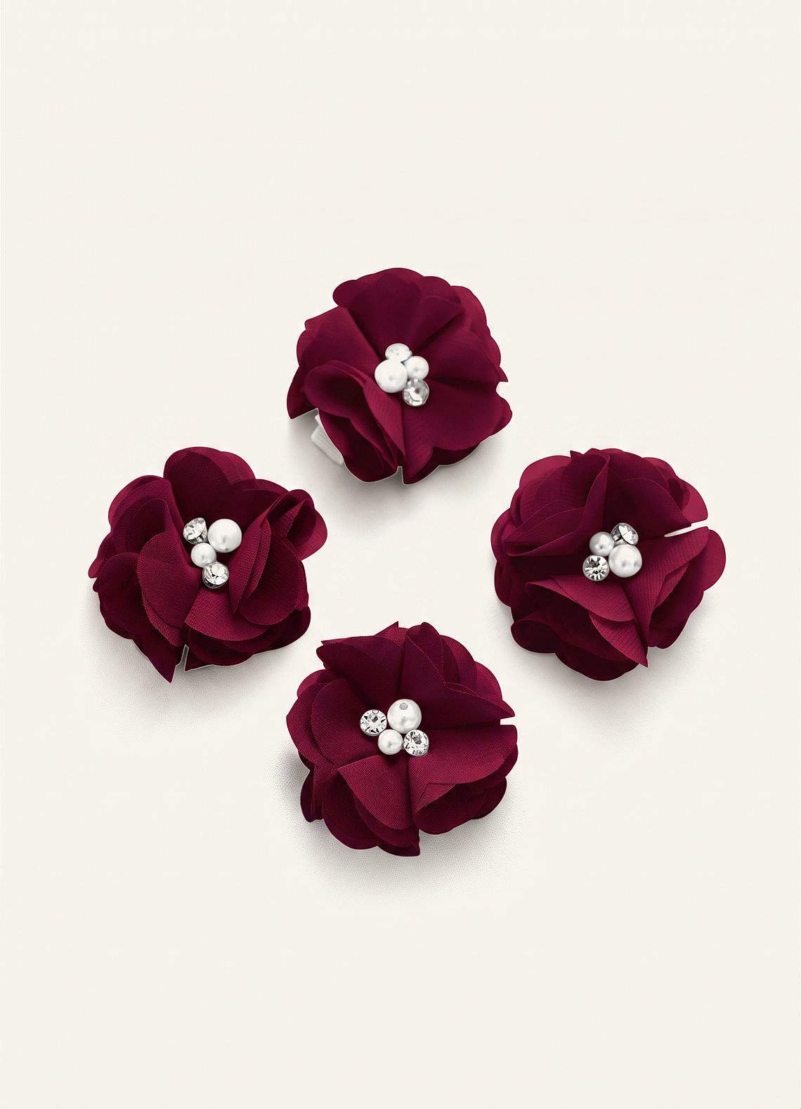 Four-Piece Matching Color Chiffon Hair Clip Set — Burgundy — 图 49/250