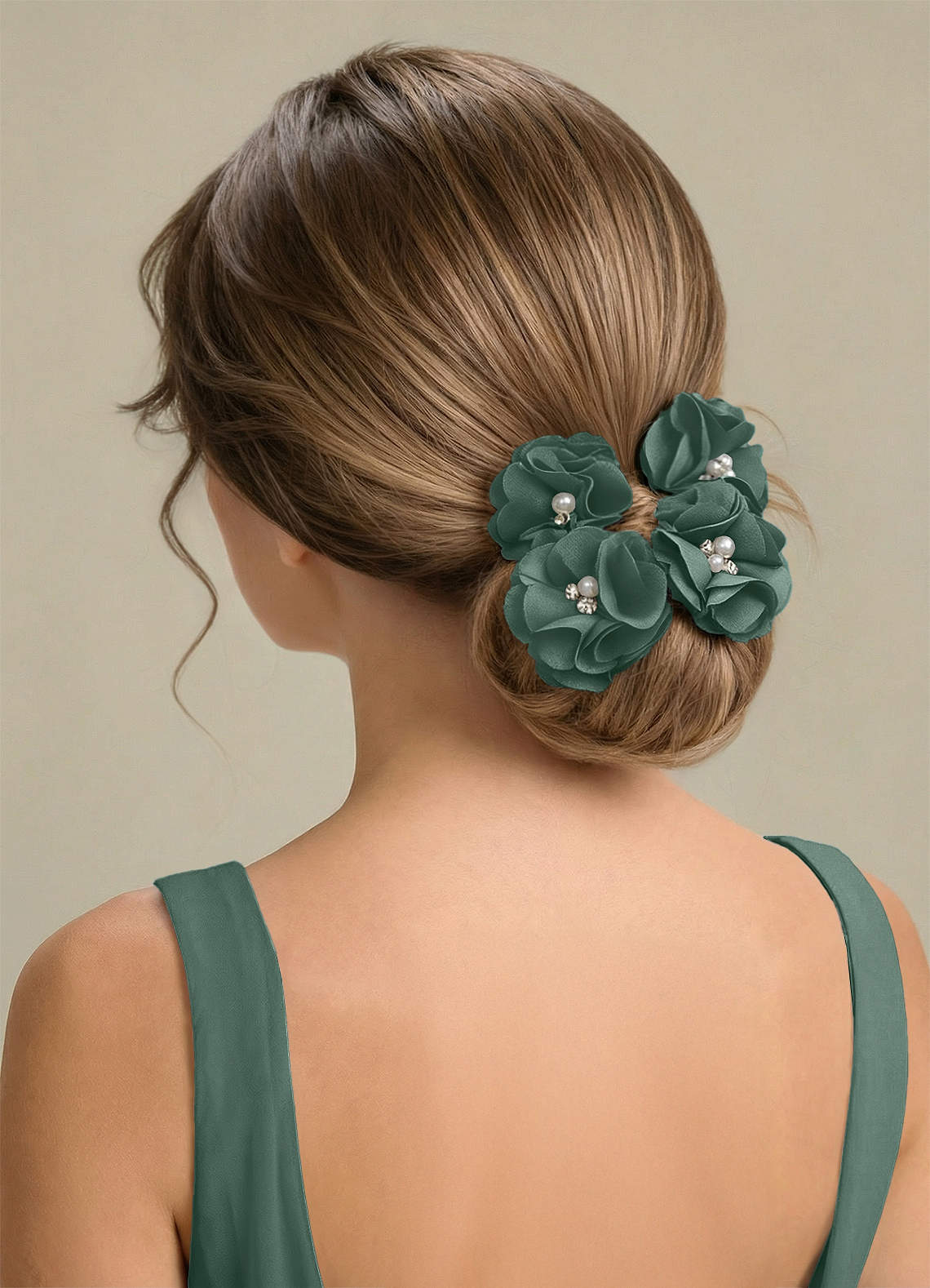 Four-Piece Matching Color Stretch Satin Hair Clip Set — eucalyptus — 图 191/250