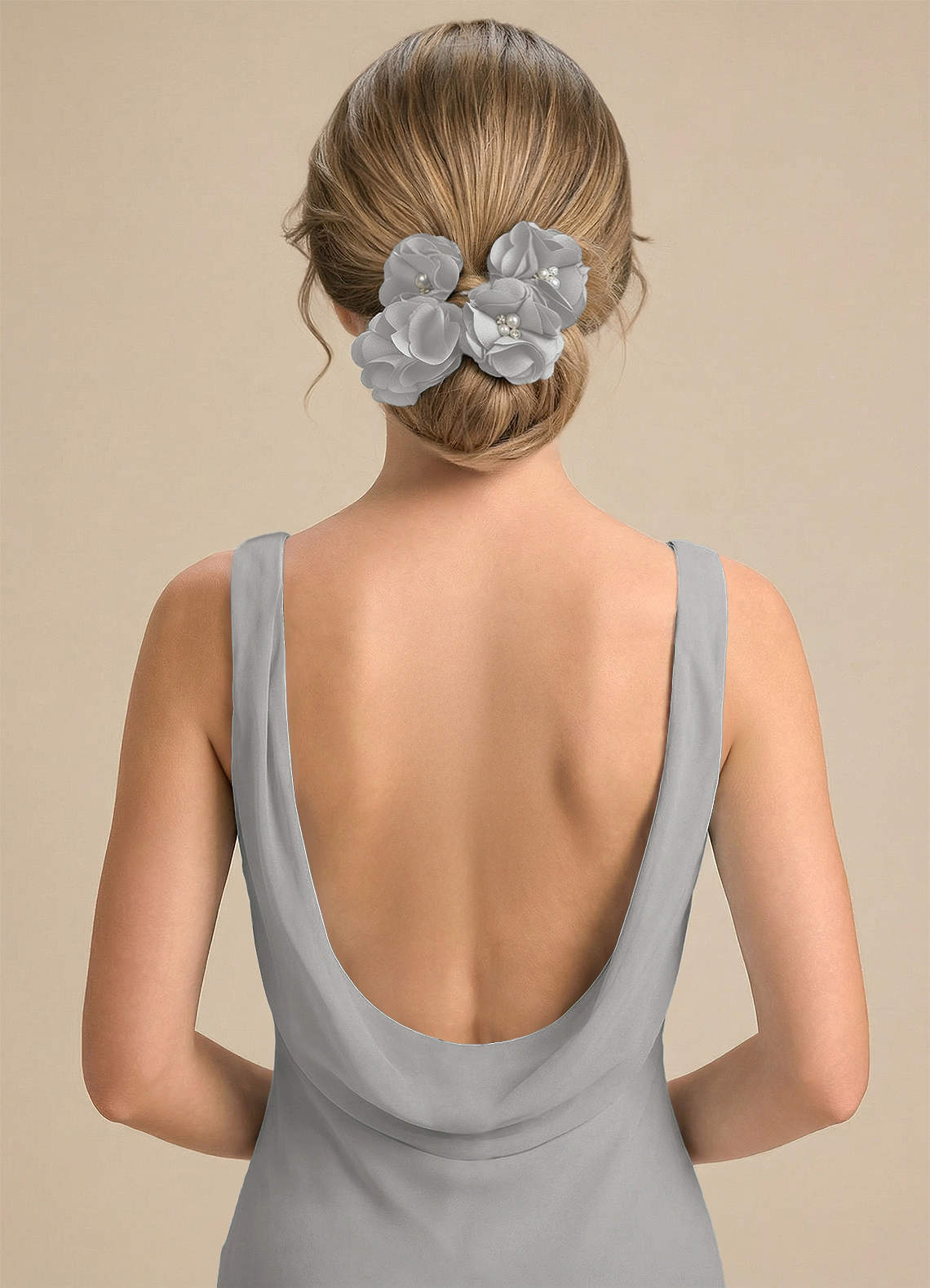Four-Piece Matching Color Stretch Satin Hair Clip Set — Silver — 图 119/250