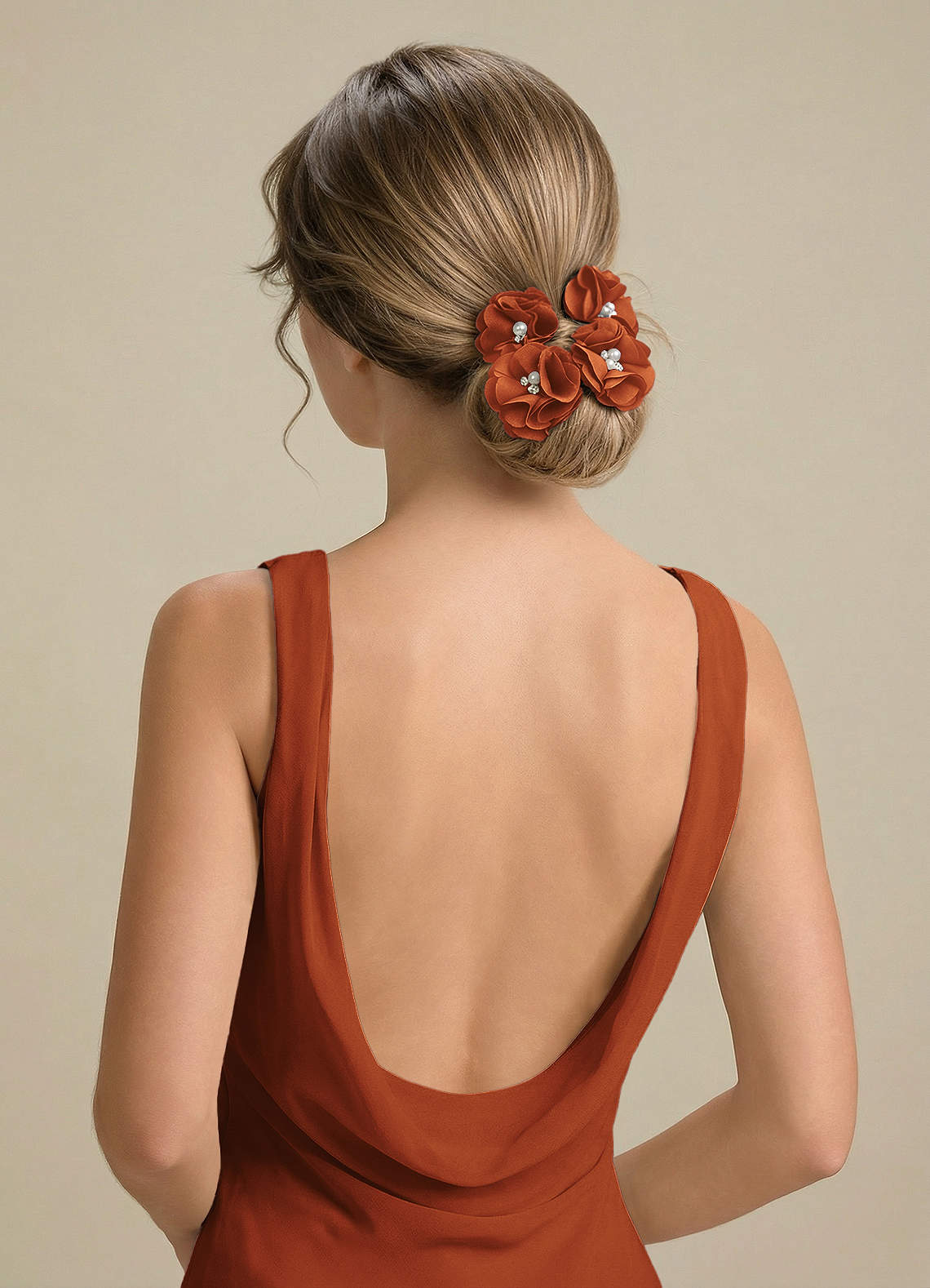 Four-Piece Matching Color Stretch Satin Hair Clip Set — Cinnamon — 图 173/250