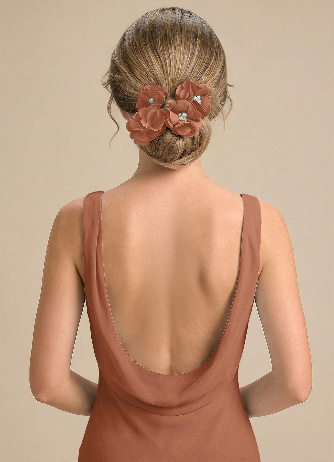 Four-Piece Matching Color Stretch Satin Hair Clip Set — Bronzer — 图 113/250