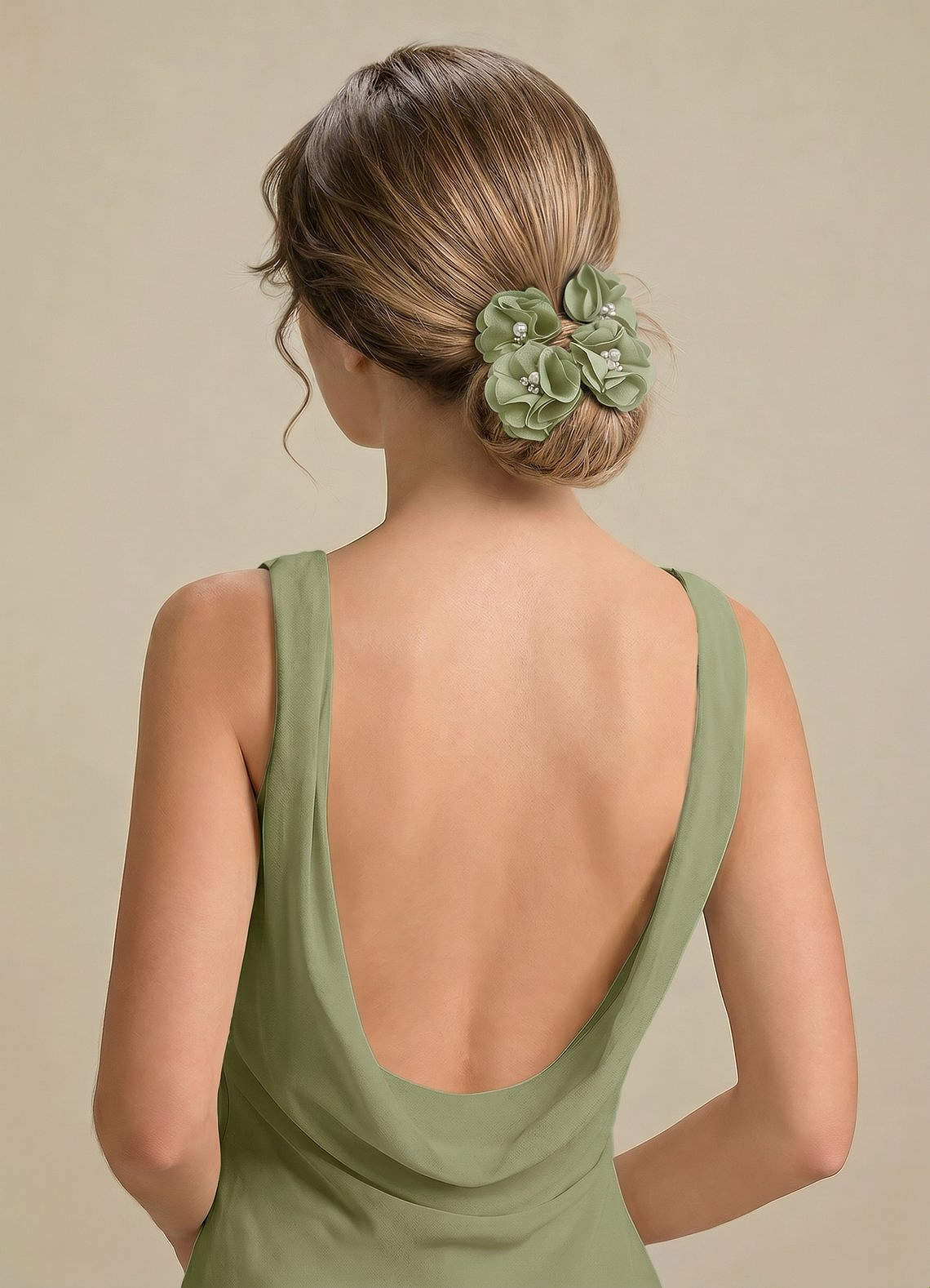 Four-Piece Matching Color Stretch Satin Hair Clip Set — Pistachio — 图 130/250