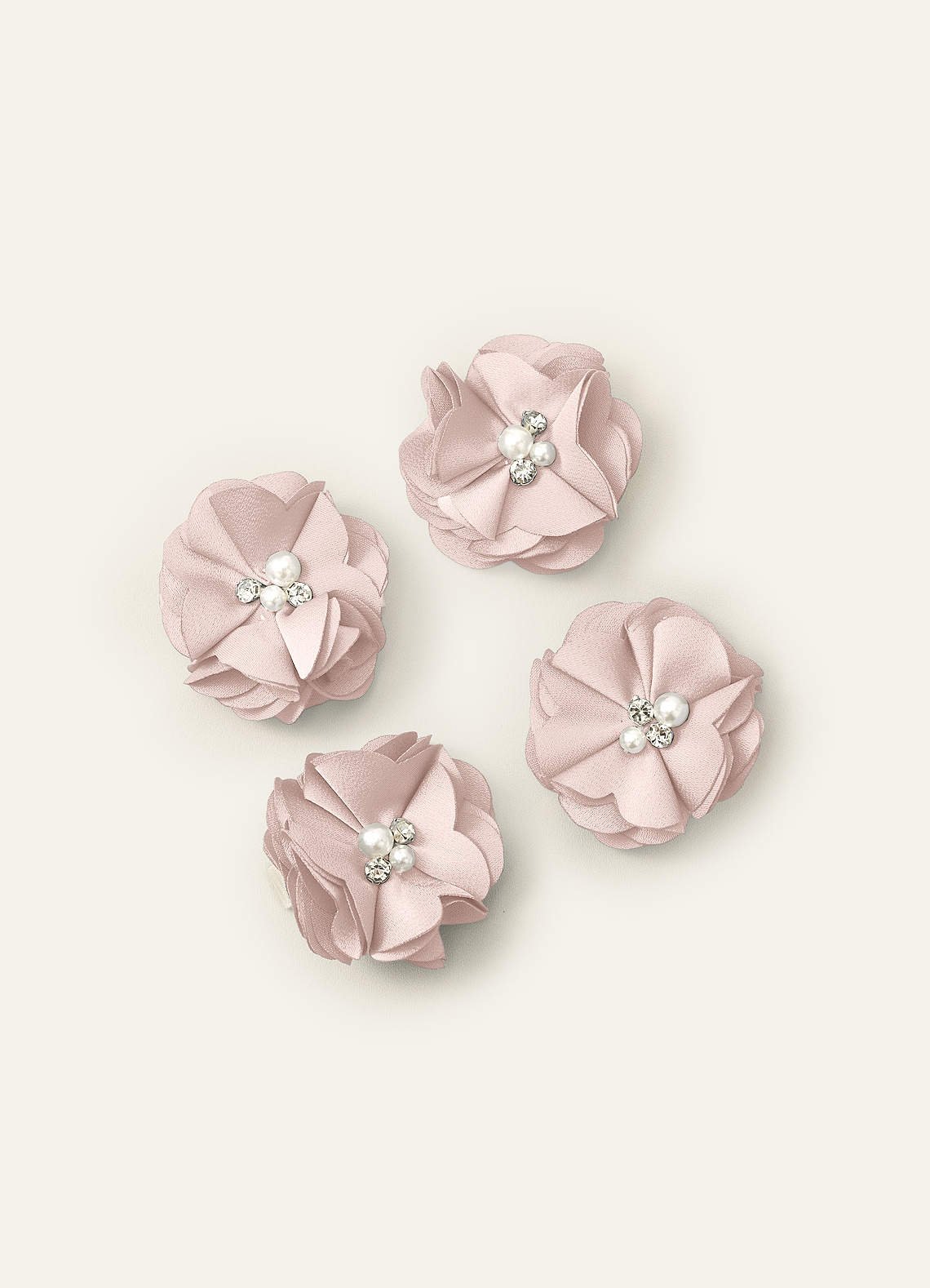 Four-Piece Matching Color Stretch Satin Hair Clip Set — Blushing Pink — 图 24/250