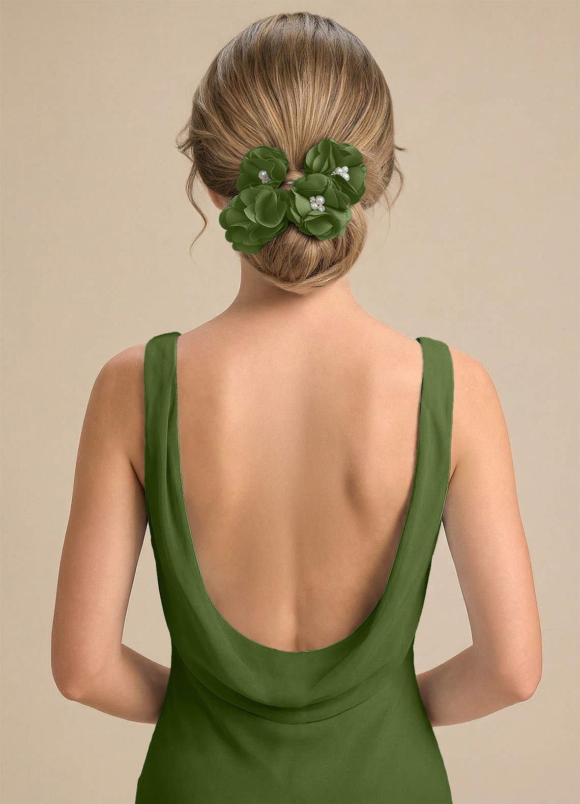 Four-Piece Matching Color Stretch Satin Hair Clip Set — Juniper — 图 69/250