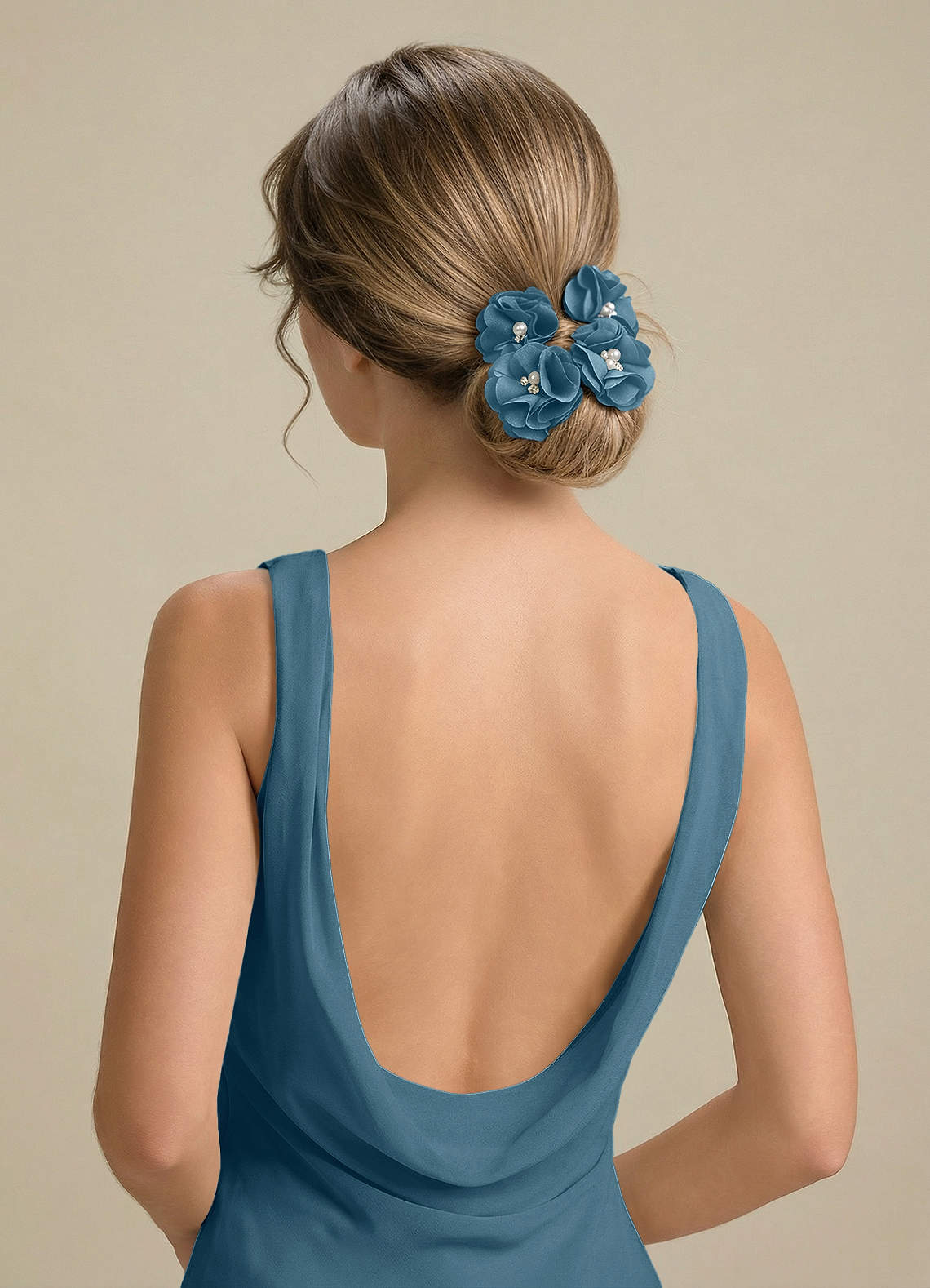 Four-Piece Matching Color Stretch Satin Hair Clip Set — Bermuda — 图 145/250