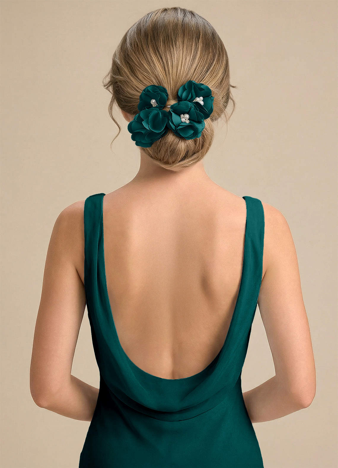 Four-Piece Matching Color Stretch Satin Hair Clip Set — Peacock — 图 72/250