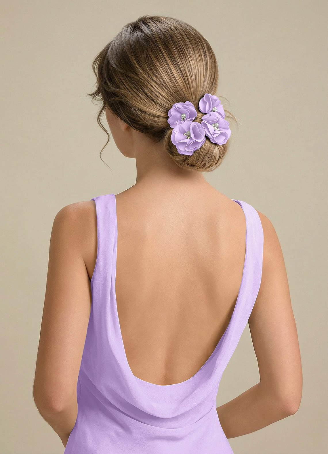 Four-Piece Matching Color Stretch Satin Hair Clip Set — Lilac — 图 156/250