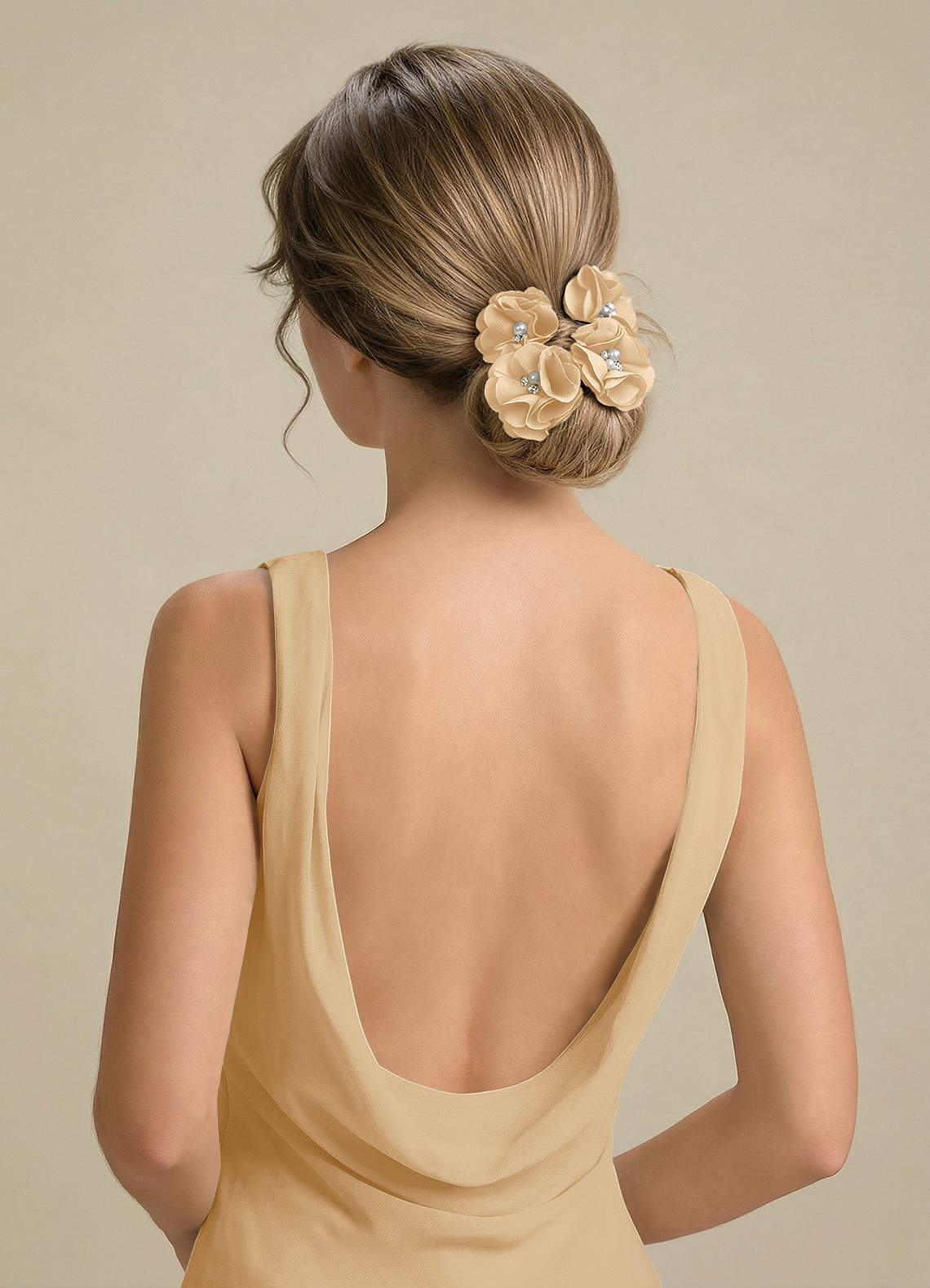 Four-Piece Matching Color Stretch Satin Hair Clip Set — Gold — 图 177/250