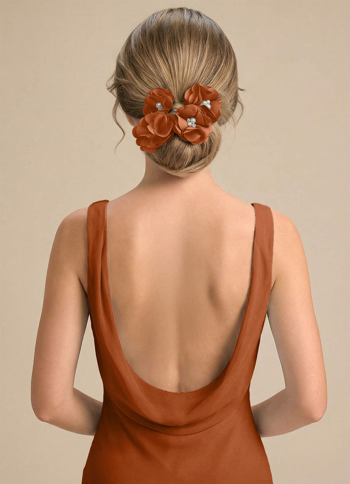 Four-Piece Matching Color Stretch Satin Hair Clip Set — Copper — 图 105/250