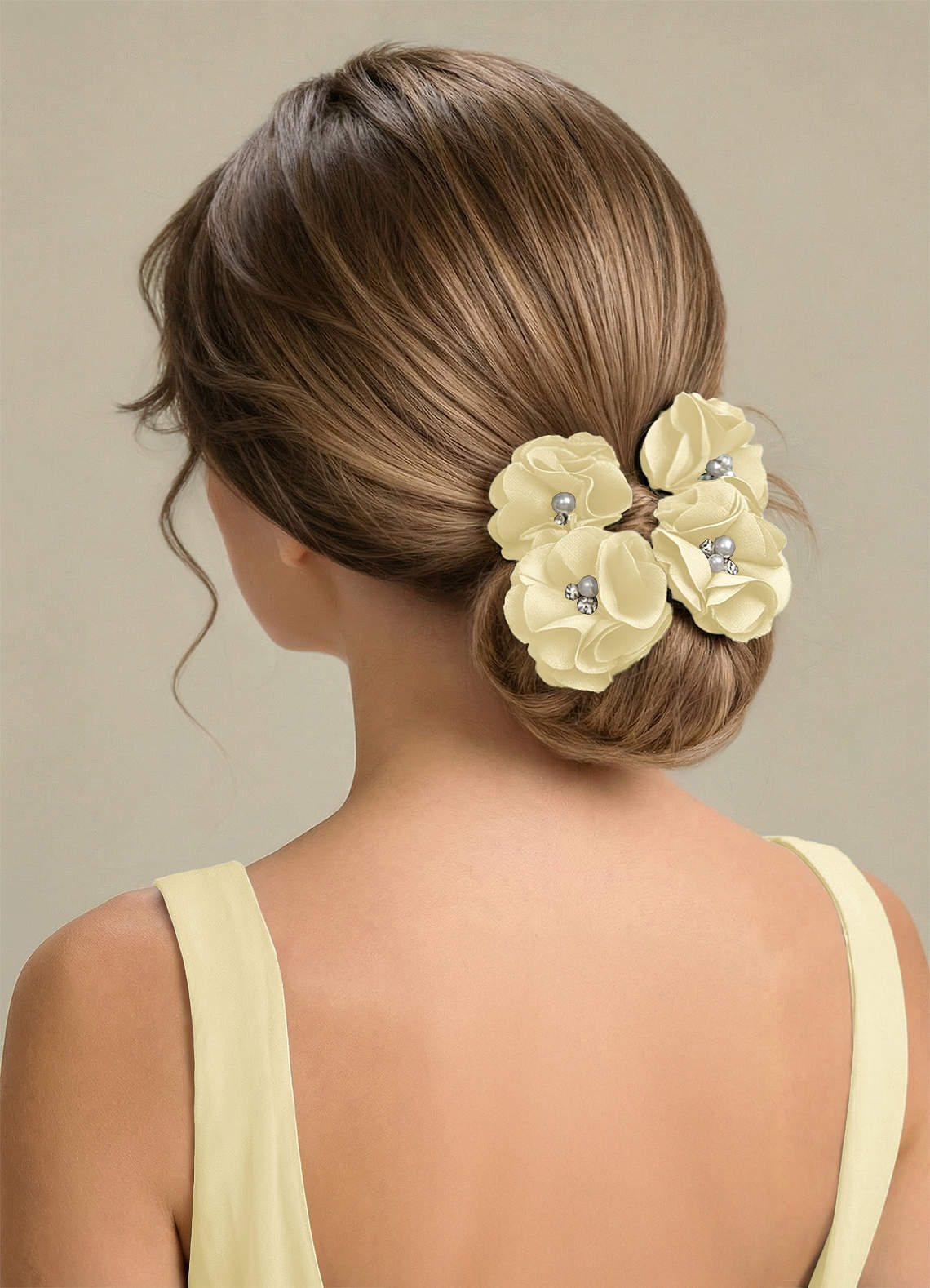 Four-Piece Matching Color Stretch Satin Hair Clip Set — Lemon Sorbet — 图 236/250