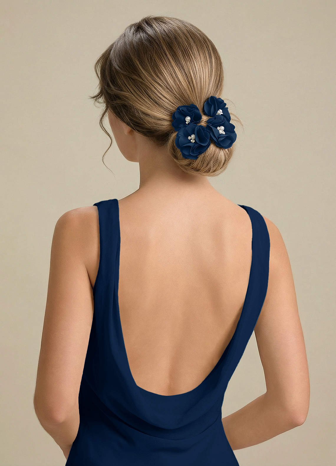 Four-Piece Matching Color Stretch Satin Hair Clip Set — Dark Navy — 图 147/250