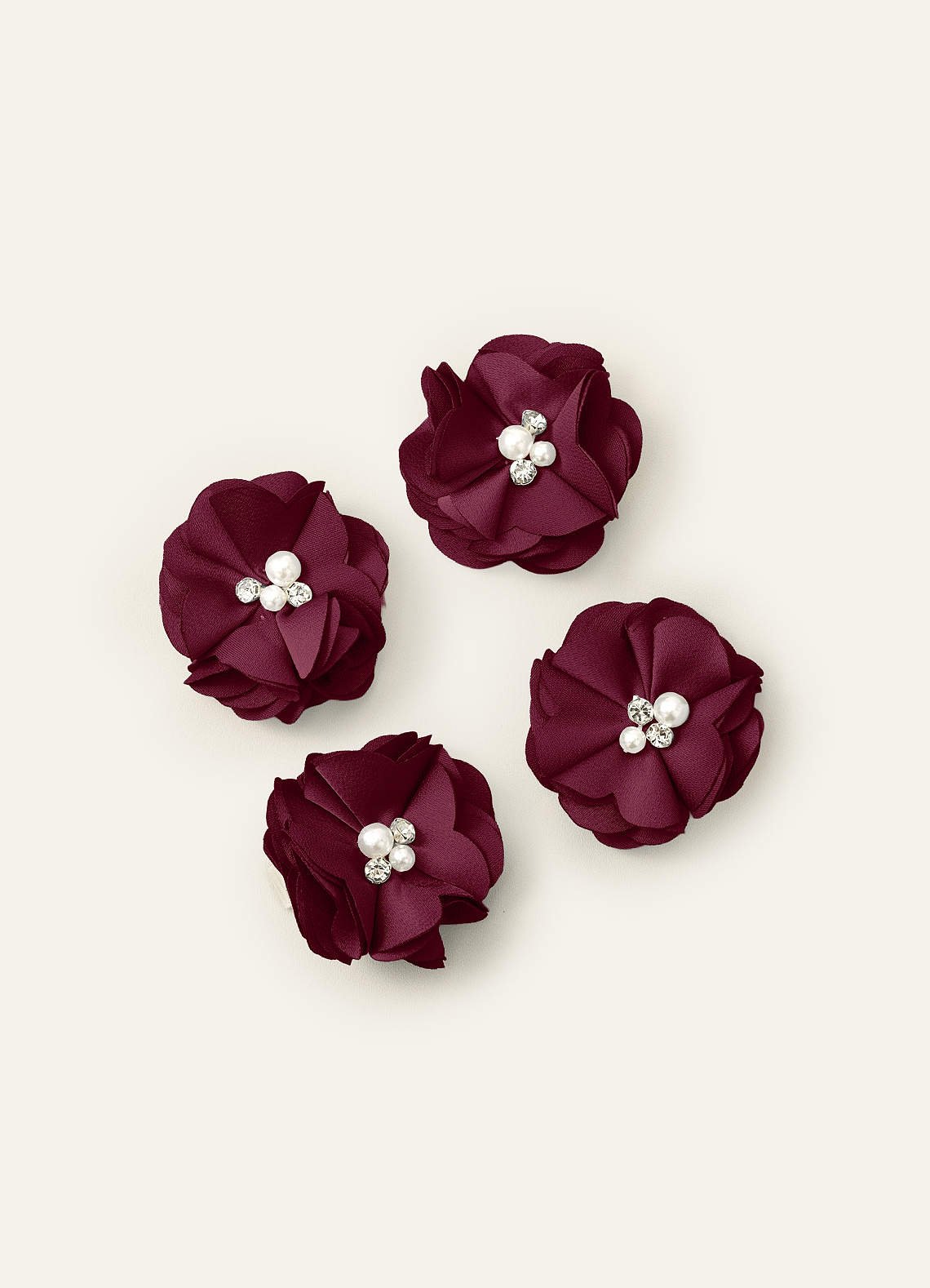 Four-Piece Matching Color Stretch Satin Hair Clip Set — Mulberry — 图 40/250