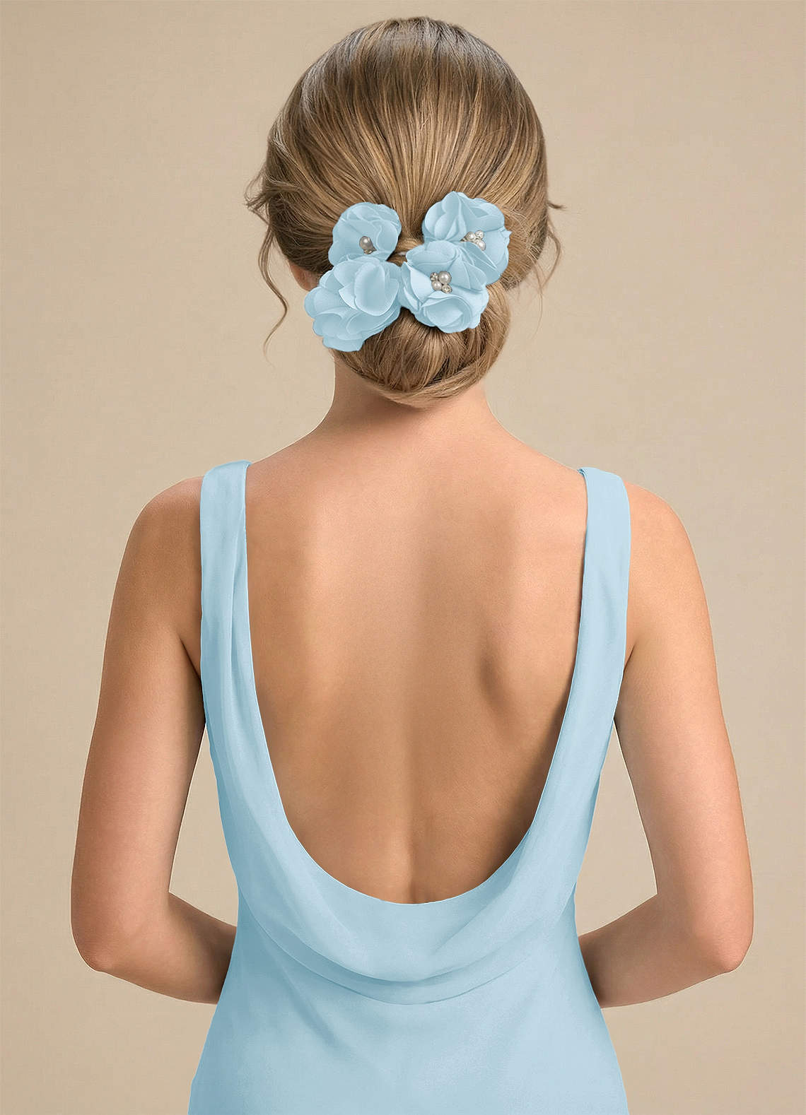 Four-Piece Matching Color Stretch Satin Hair Clip Set — Sky Blue — 图 76/250