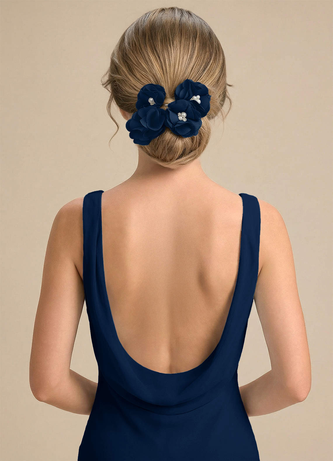 Four-Piece Matching Color Stretch Satin Hair Clip Set — Dark Navy — 图 85/250