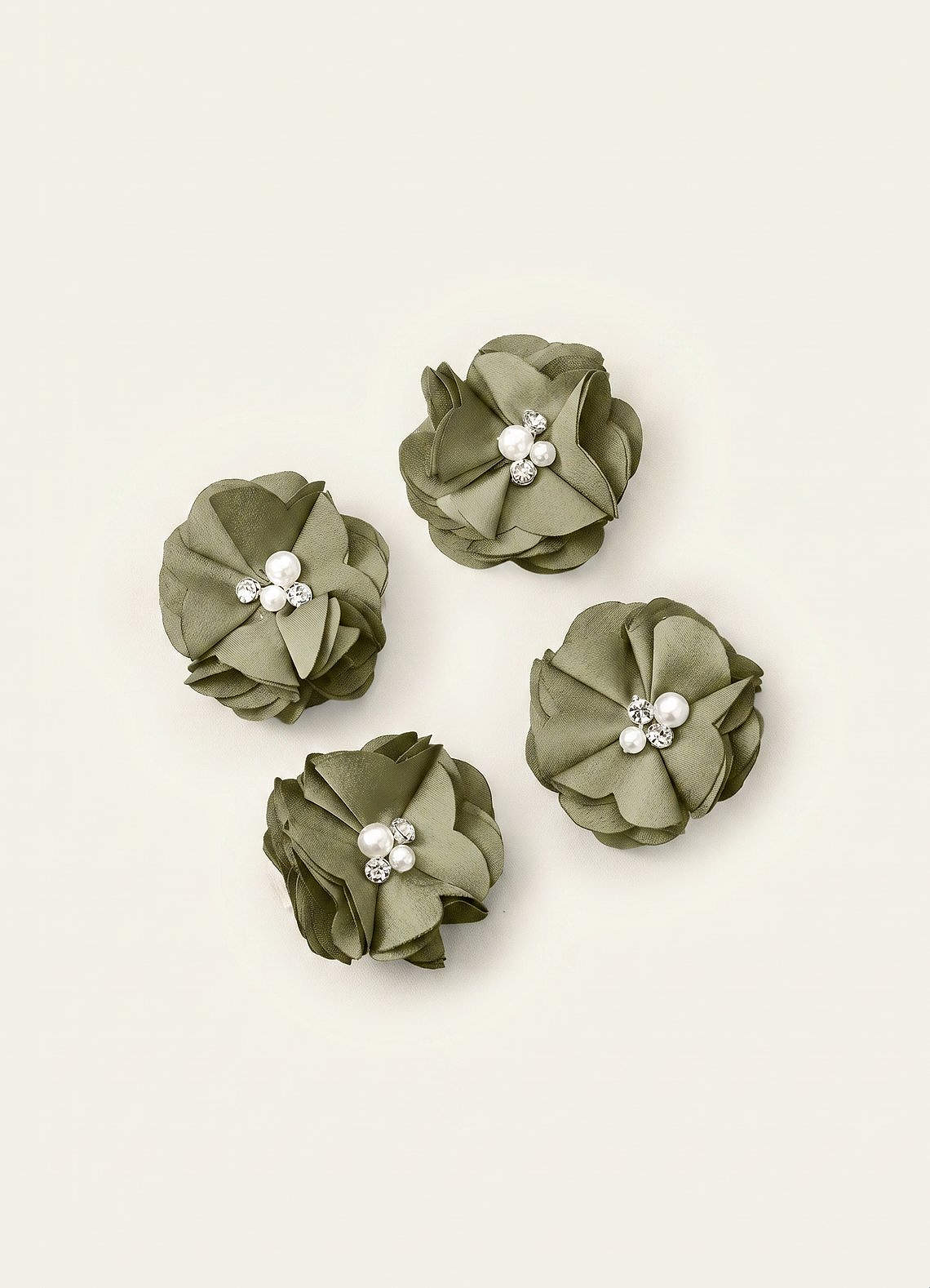 Four-Piece Matching Color Stretch Satin Hair Clip Set — Pistachio — 图 6/250