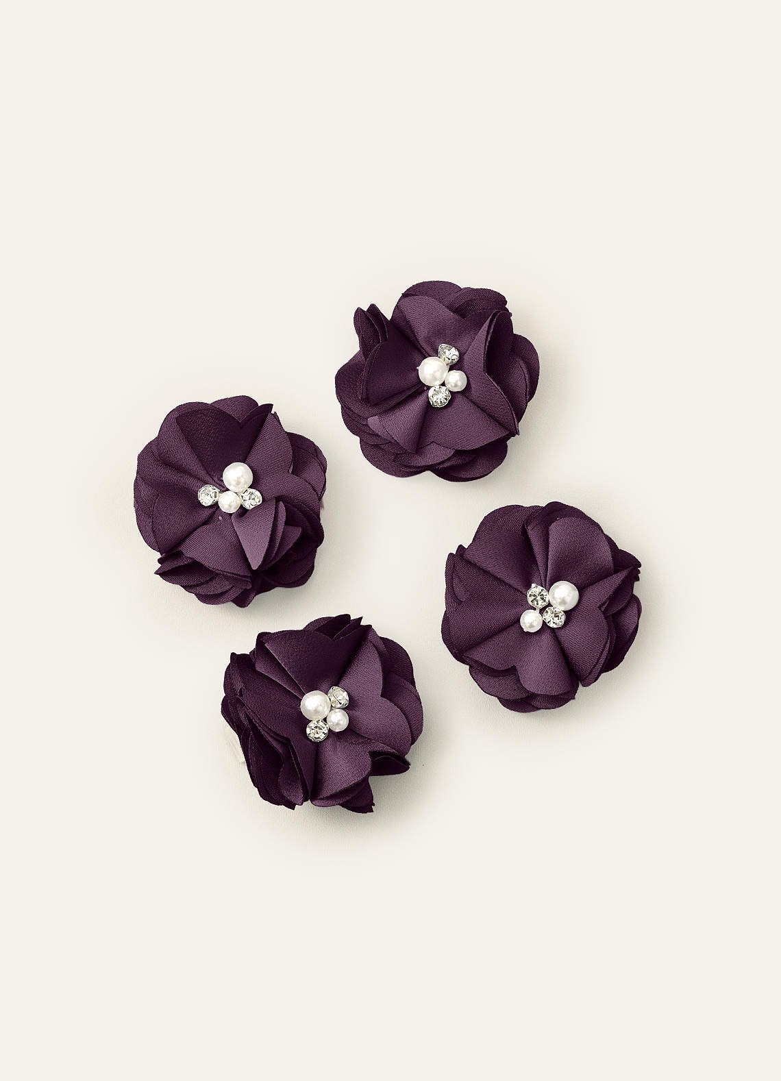 Four-Piece Matching Color Stretch Satin Hair Clip Set — Plum — 图 39/250
